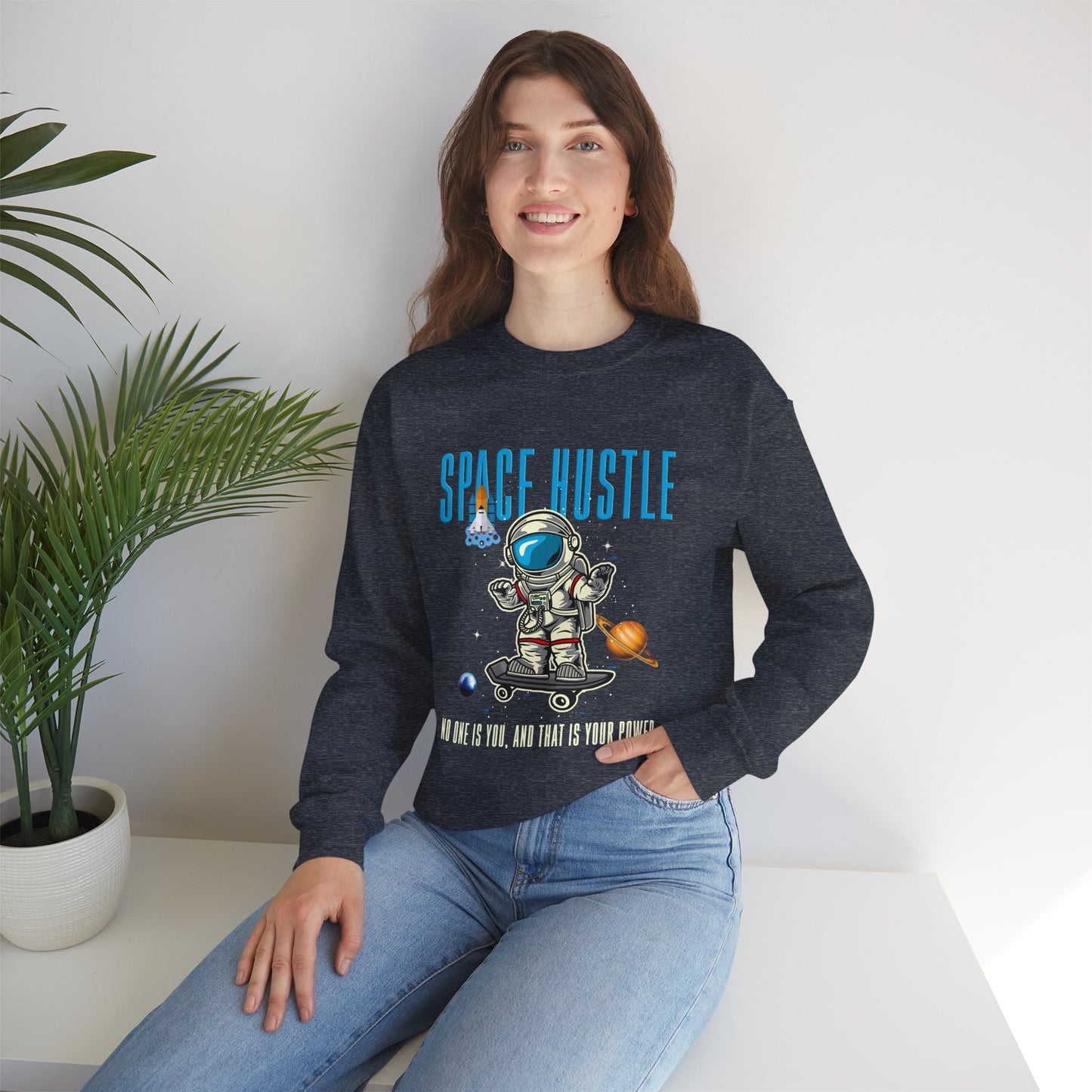 Space Hustle Unisex Heavy Blend™ Sweatshirt | Trendy Graphic Sweatshirt for Space Enthusiasts - ArtShirt Couture