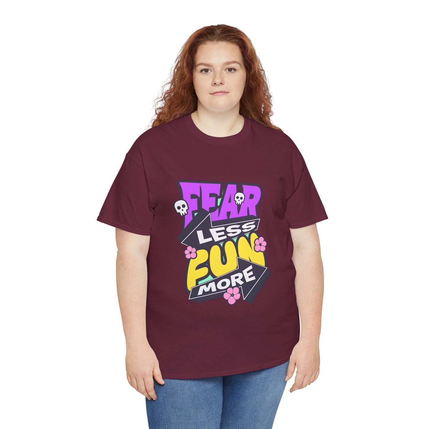 Fear Less Fun More Unisex Heavy Cotton Tee | Motivational Graphic T-Shirt - ArtShirt Couture