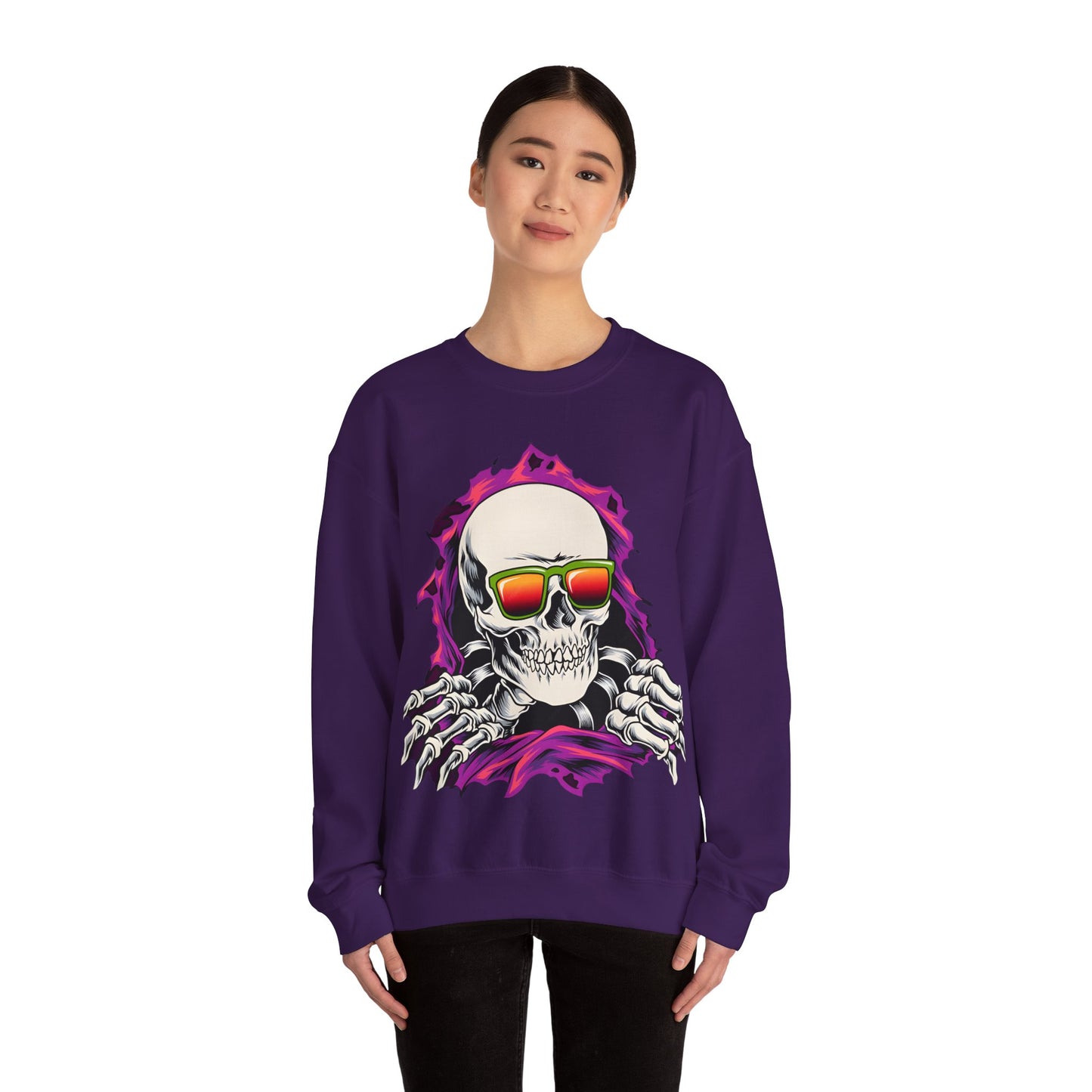 The Cool Skeleton Unisex Heavy Blend™ Crewneck Sweatshirt | Fun Graphic Sweatshirt for Halloween and Skull Lovers - ArtShirt Couture