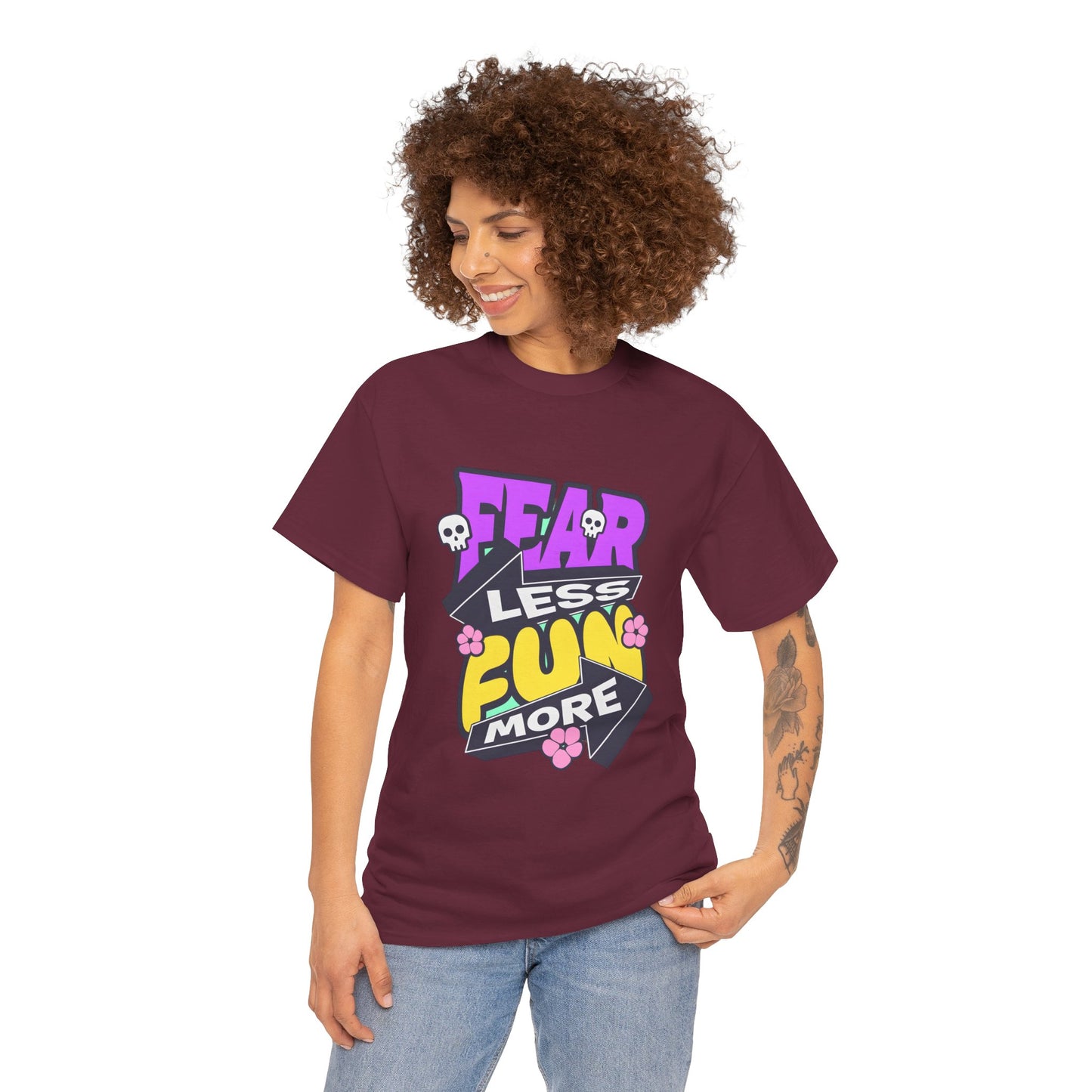 Fear Less Fun More Unisex Heavy Cotton Tee | Motivational Graphic T-Shirt - ArtShirt Couture