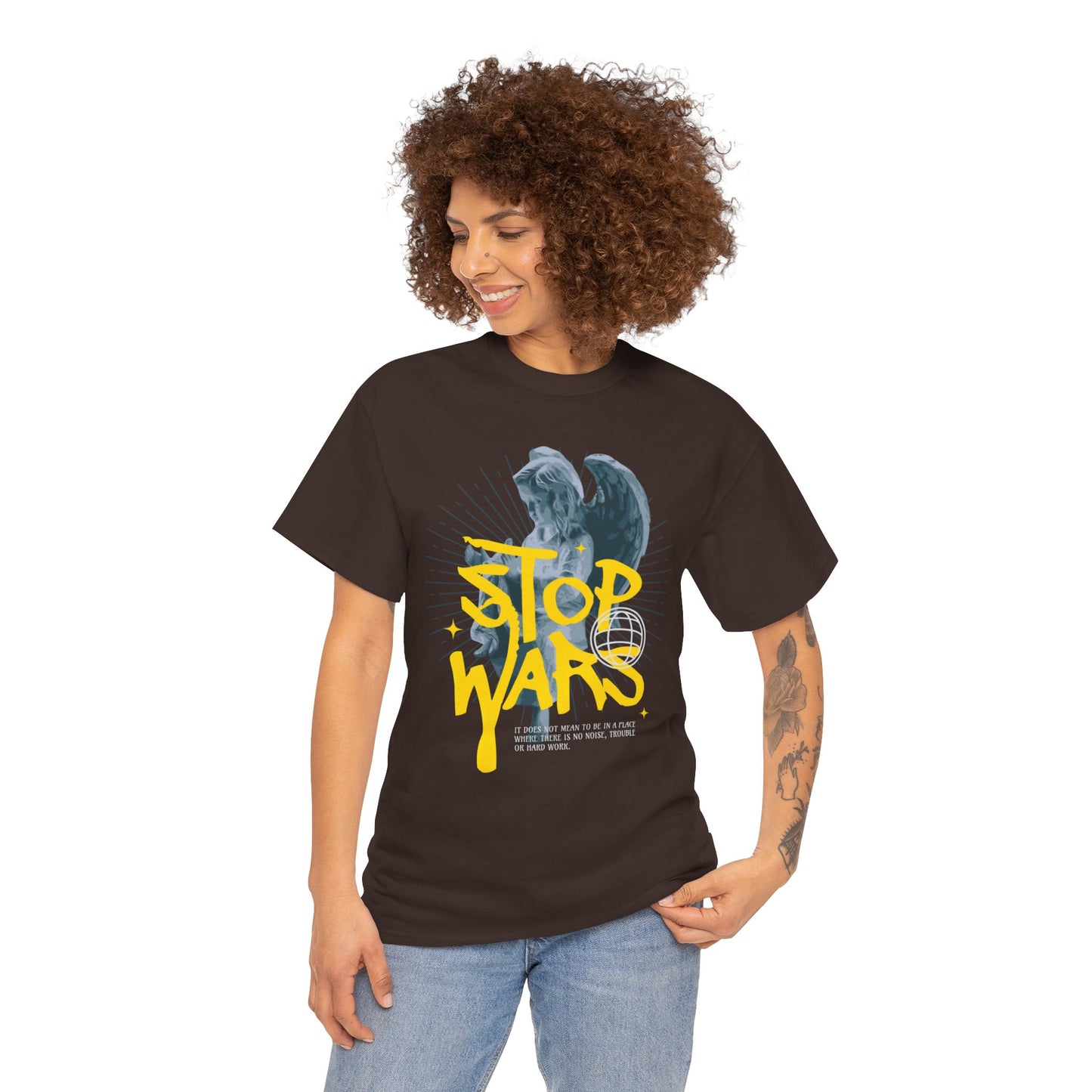 Stop Wars Unisex Heavy Cotton Tee | Fun Graphic T-Shirt for Peace Advocates - ArtShirt Couture