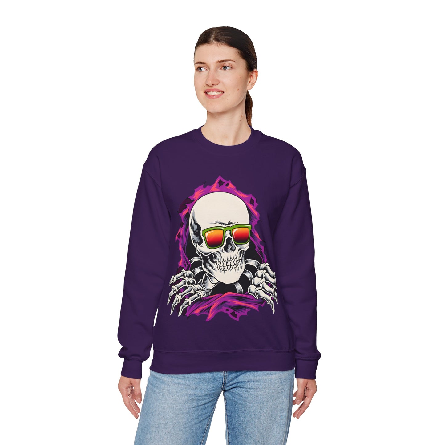 The Cool Skeleton Unisex Heavy Blend™ Crewneck Sweatshirt | Fun Graphic Sweatshirt for Halloween and Skull Lovers - ArtShirt Couture