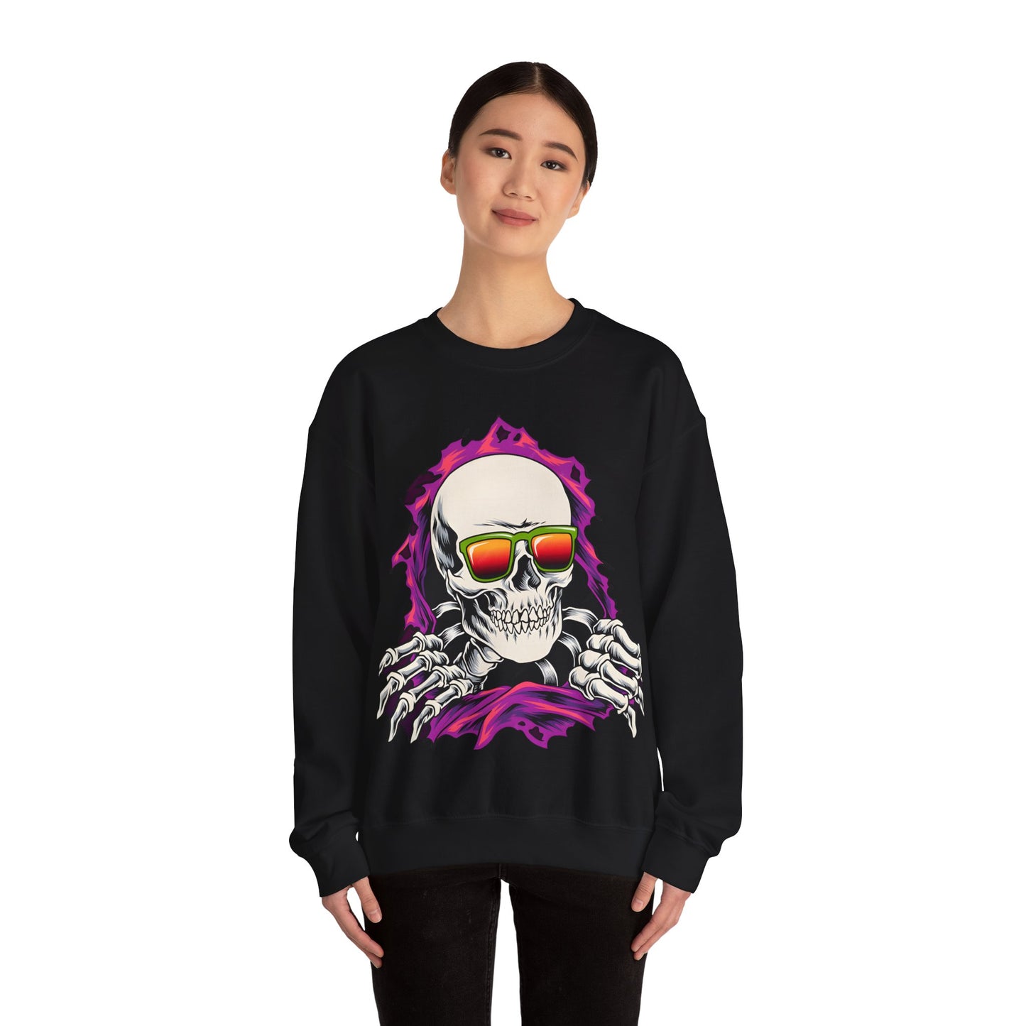 The Cool Skeleton Unisex Heavy Blend™ Crewneck Sweatshirt | Fun Graphic Sweatshirt for Halloween and Skull Lovers - ArtShirt Couture