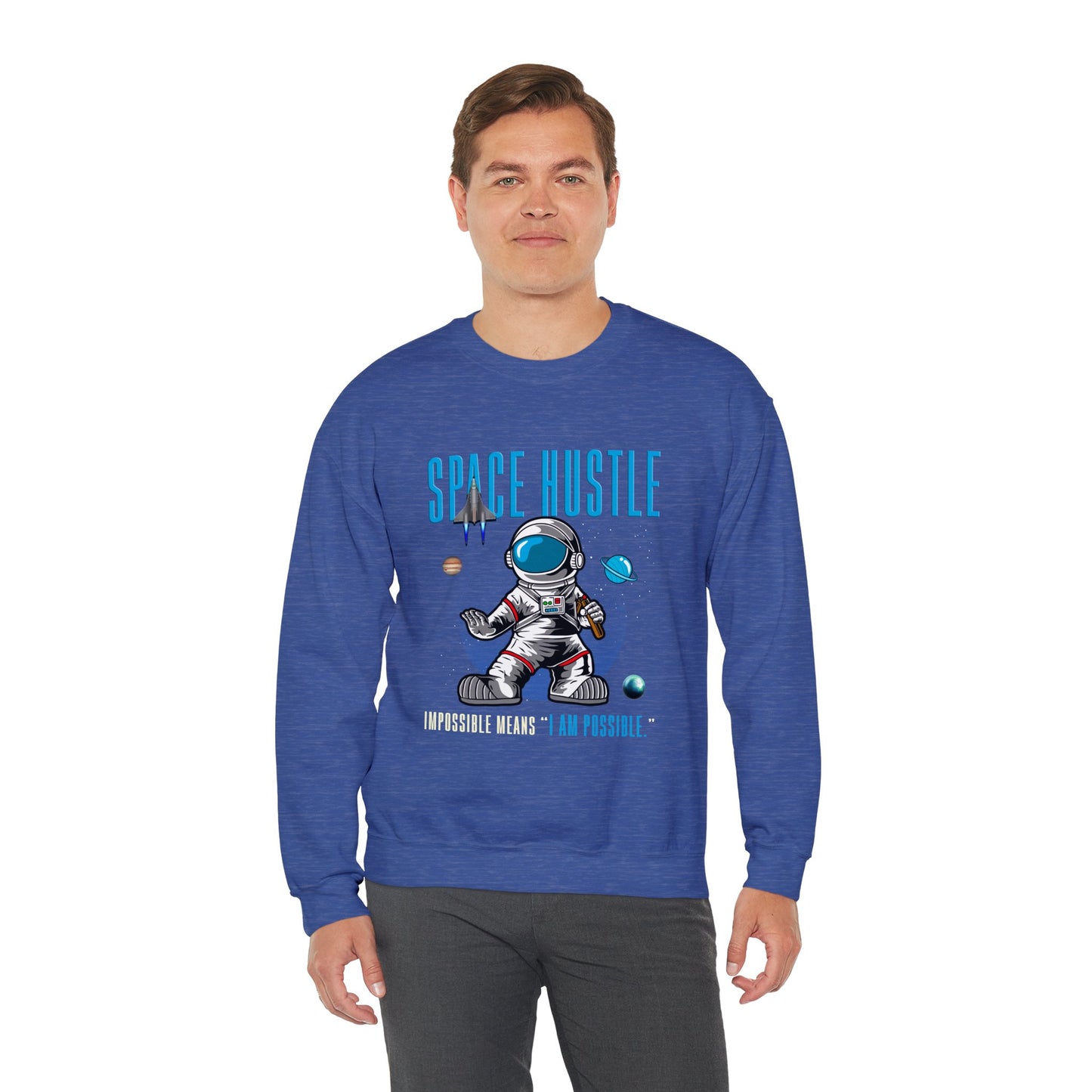 Skateboard Space Hustle Unisex Heavy Blend™ Sweatshirt | Trendy Graphic Sweatshirt for Skateboarding Enthusiasts - ArtShirt Couture