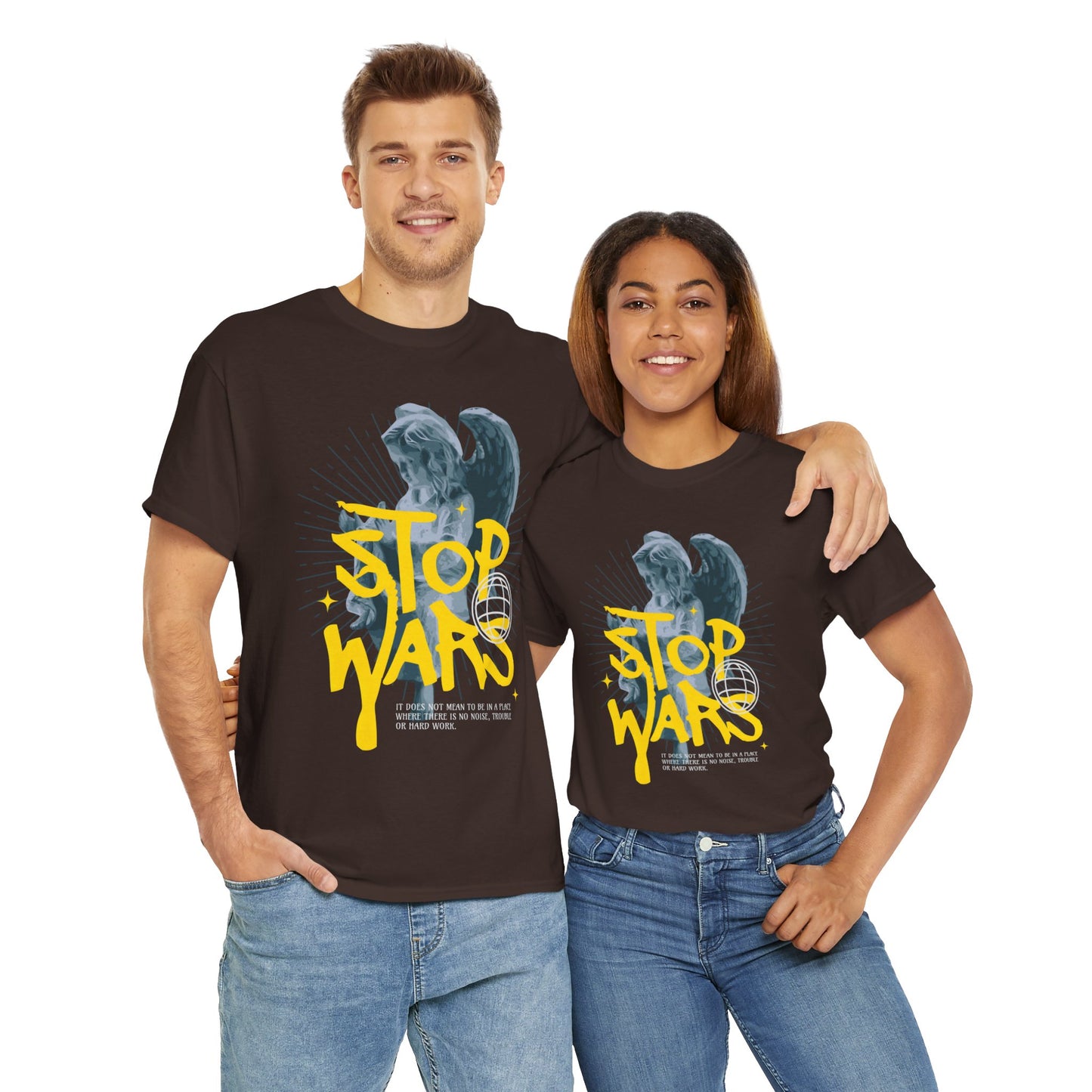 Stop Wars Unisex Heavy Cotton Tee | Fun Graphic T-Shirt for Peace Advocates - ArtShirt Couture