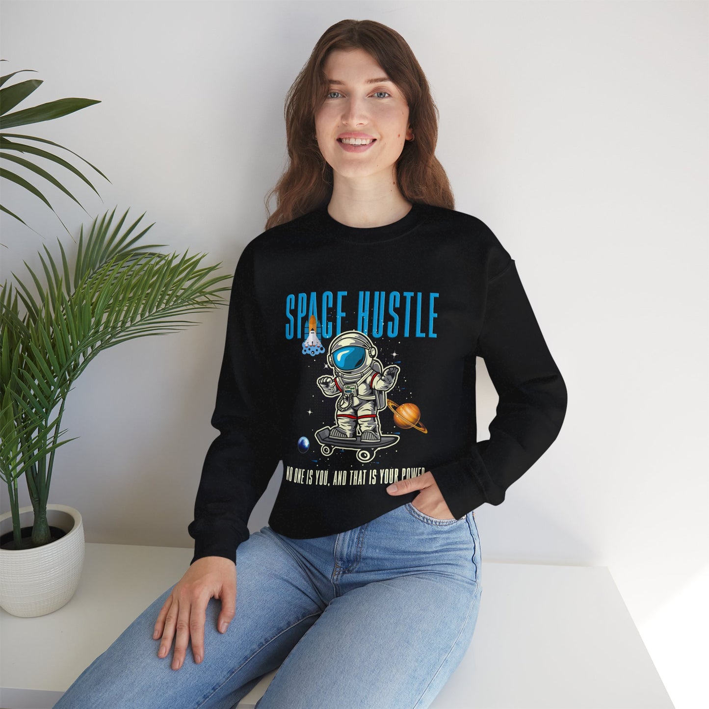 Space Hustle Unisex Heavy Blend™ Sweatshirt | Trendy Graphic Sweatshirt for Space Enthusiasts - ArtShirt Couture