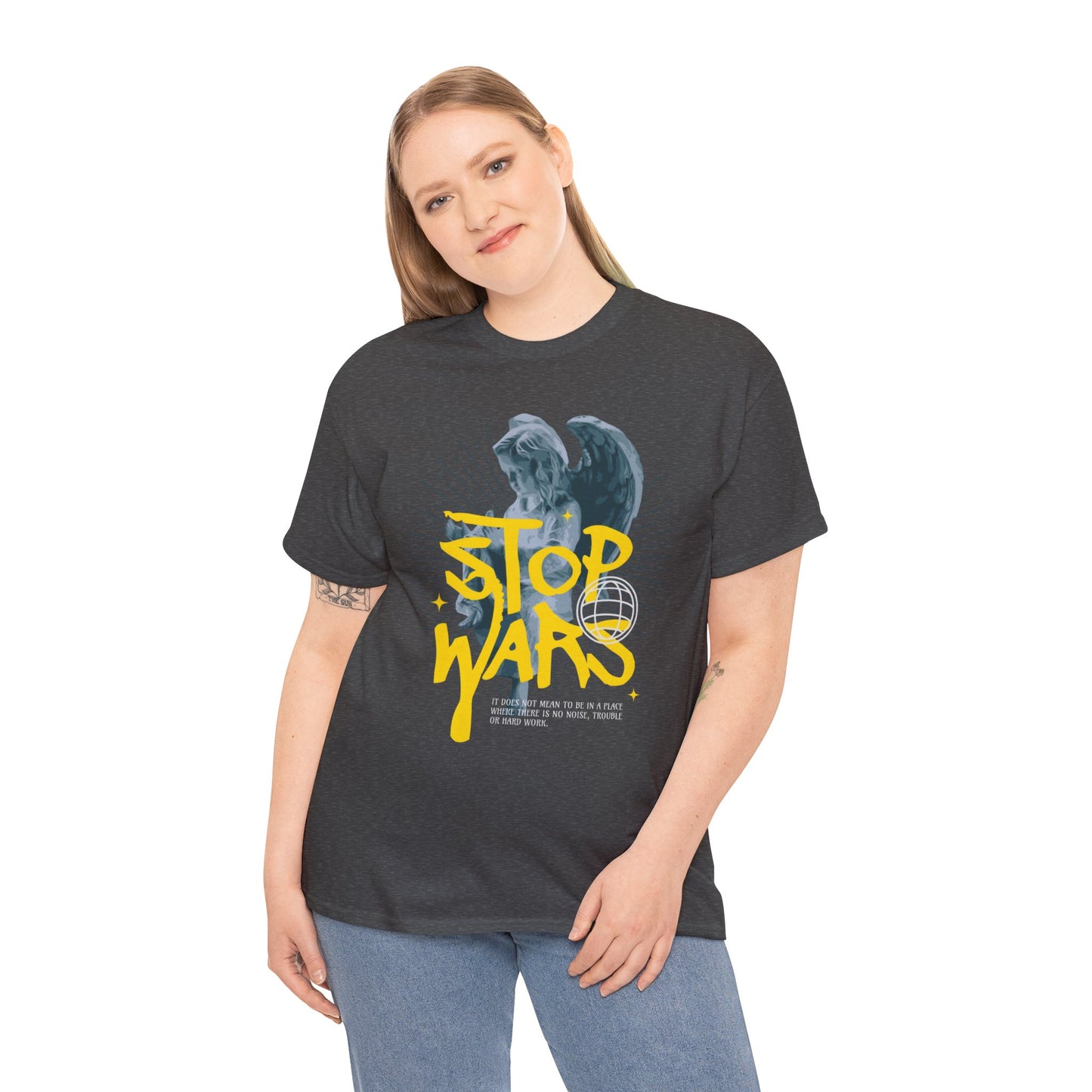Stop Wars Unisex Heavy Cotton Tee | Fun Graphic T-Shirt for Peace Advocates - ArtShirt Couture
