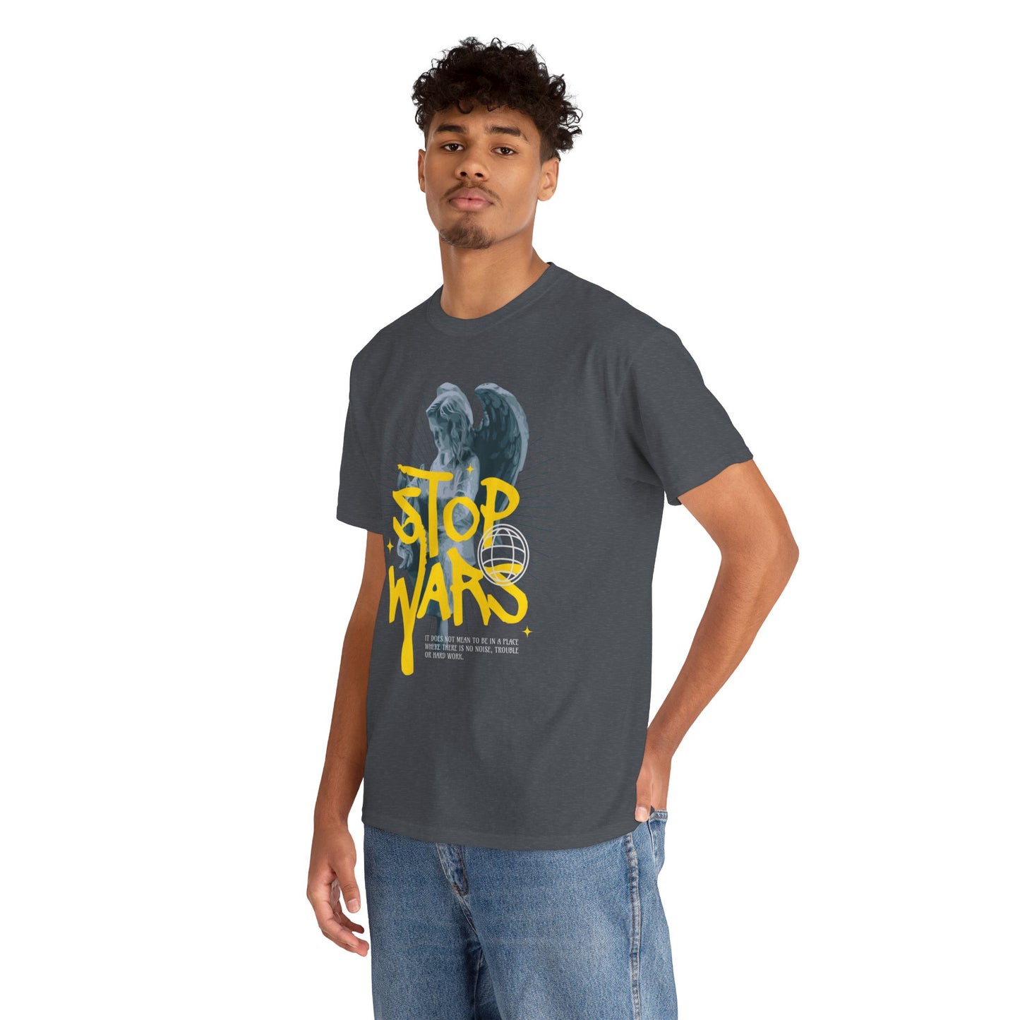 Stop Wars Unisex Heavy Cotton Tee | Fun Graphic T-Shirt for Peace Advocates - ArtShirt Couture