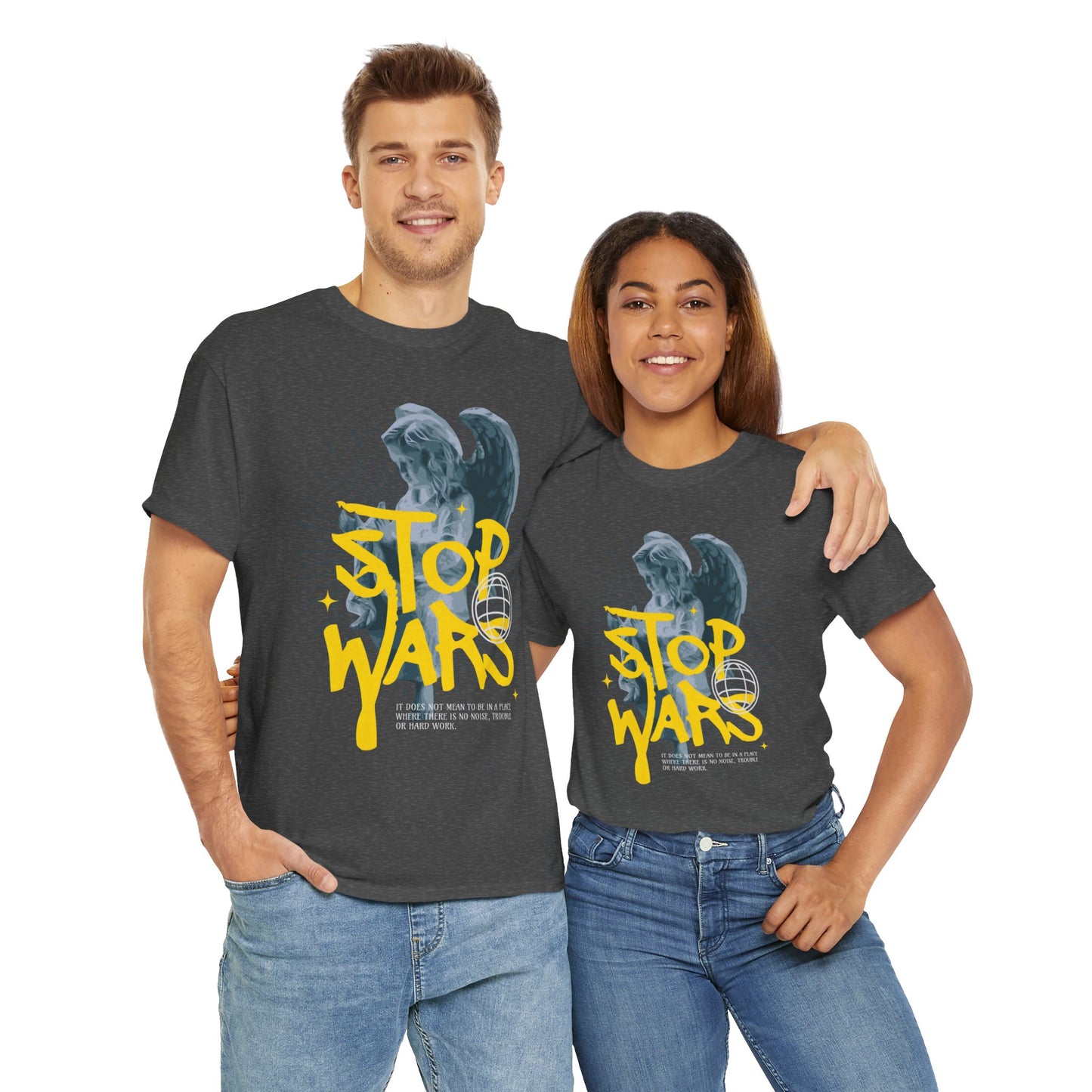 Stop Wars Unisex Heavy Cotton Tee | Fun Graphic T-Shirt for Peace Advocates - ArtShirt Couture