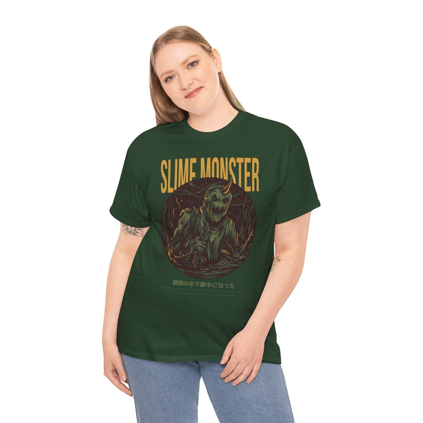 Slime Monster Unisex Heavy Cotton Tee | Fun Graphic T-Shirt for Kids and Monster Lovers - ArtShirt Couture