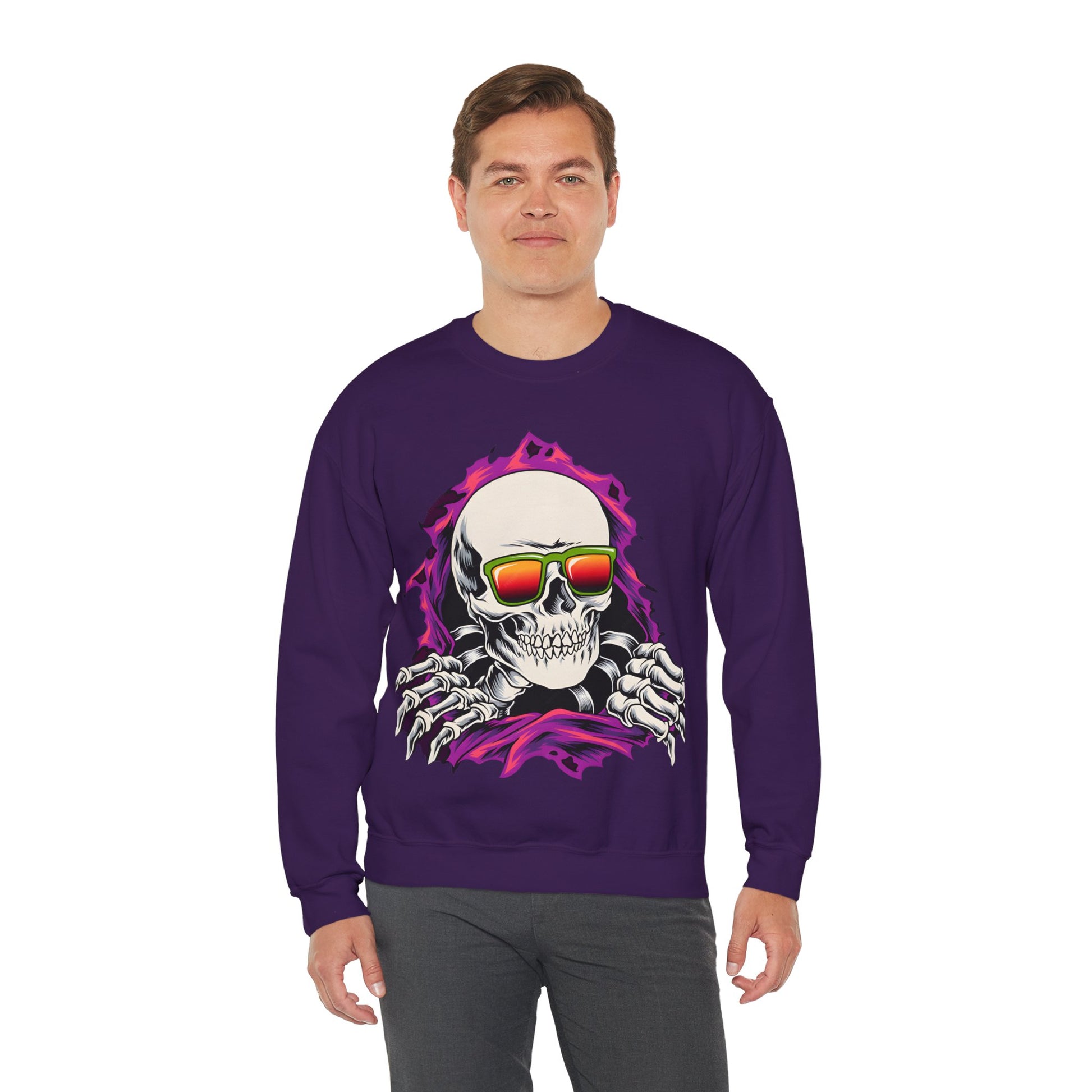 The Cool Skeleton Unisex Heavy Blend™ Crewneck Sweatshirt | Fun Graphic Sweatshirt for Halloween and Skull Lovers - ArtShirt Couture