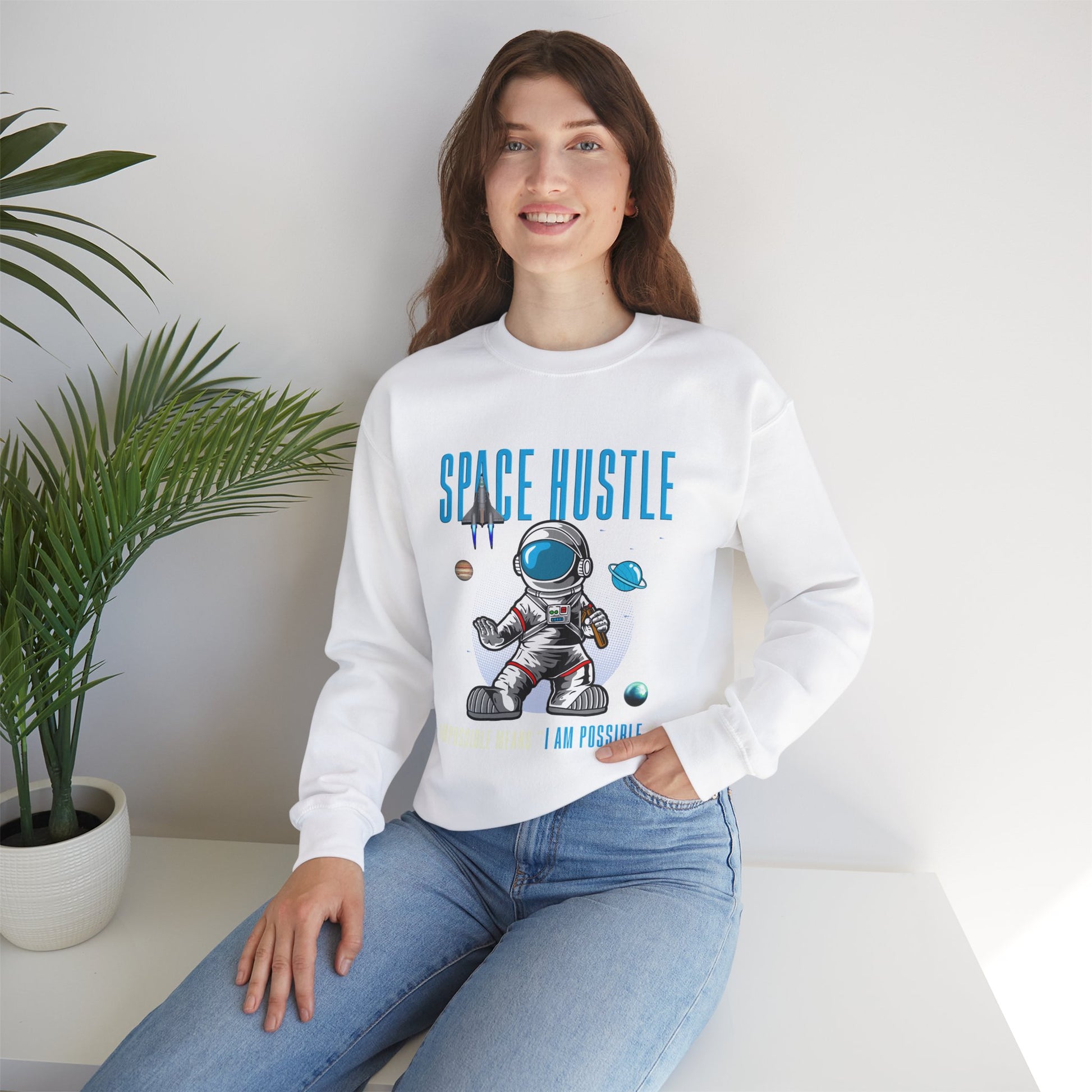 Skateboard Space Hustle Unisex Heavy Blend™ Sweatshirt | Trendy Graphic Sweatshirt for Skateboarding Enthusiasts - ArtShirt Couture