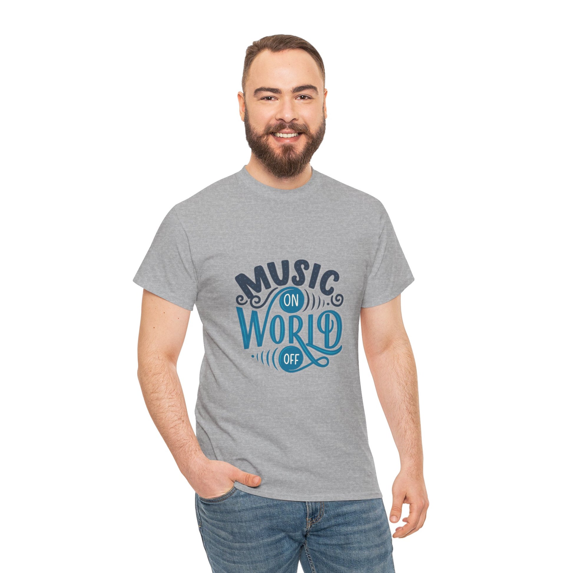Music World Unisex Heavy Cotton Tee | Vibrant Graphic T-Shirt for Music Enthusiasts - ArtShirt Couture
