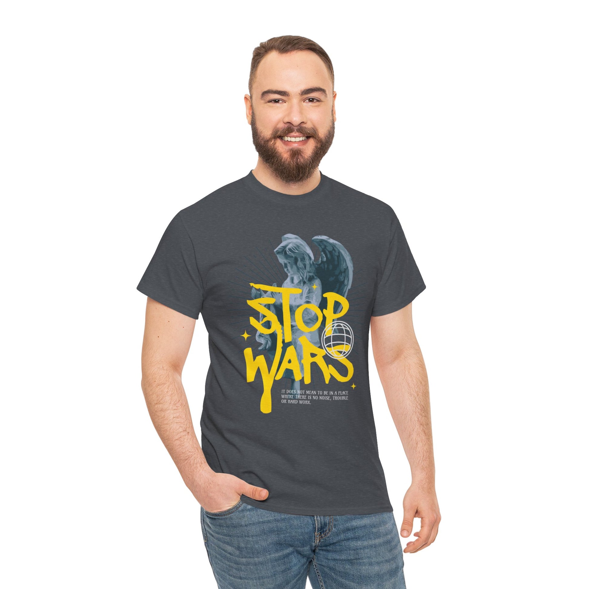 Stop Wars Unisex Heavy Cotton Tee | Fun Graphic T-Shirt for Peace Advocates - ArtShirt Couture