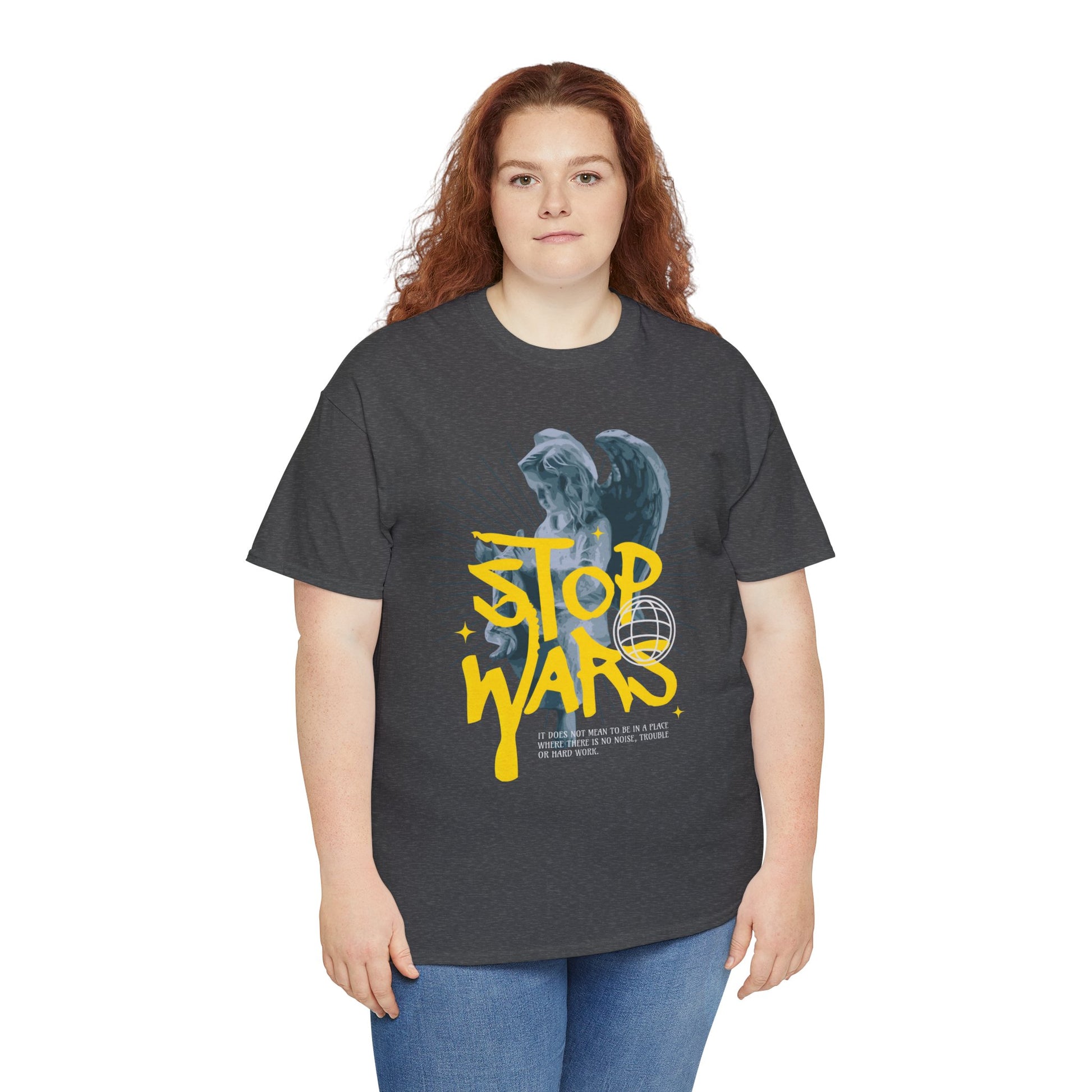 Stop Wars Unisex Heavy Cotton Tee | Fun Graphic T-Shirt for Peace Advocates - ArtShirt Couture