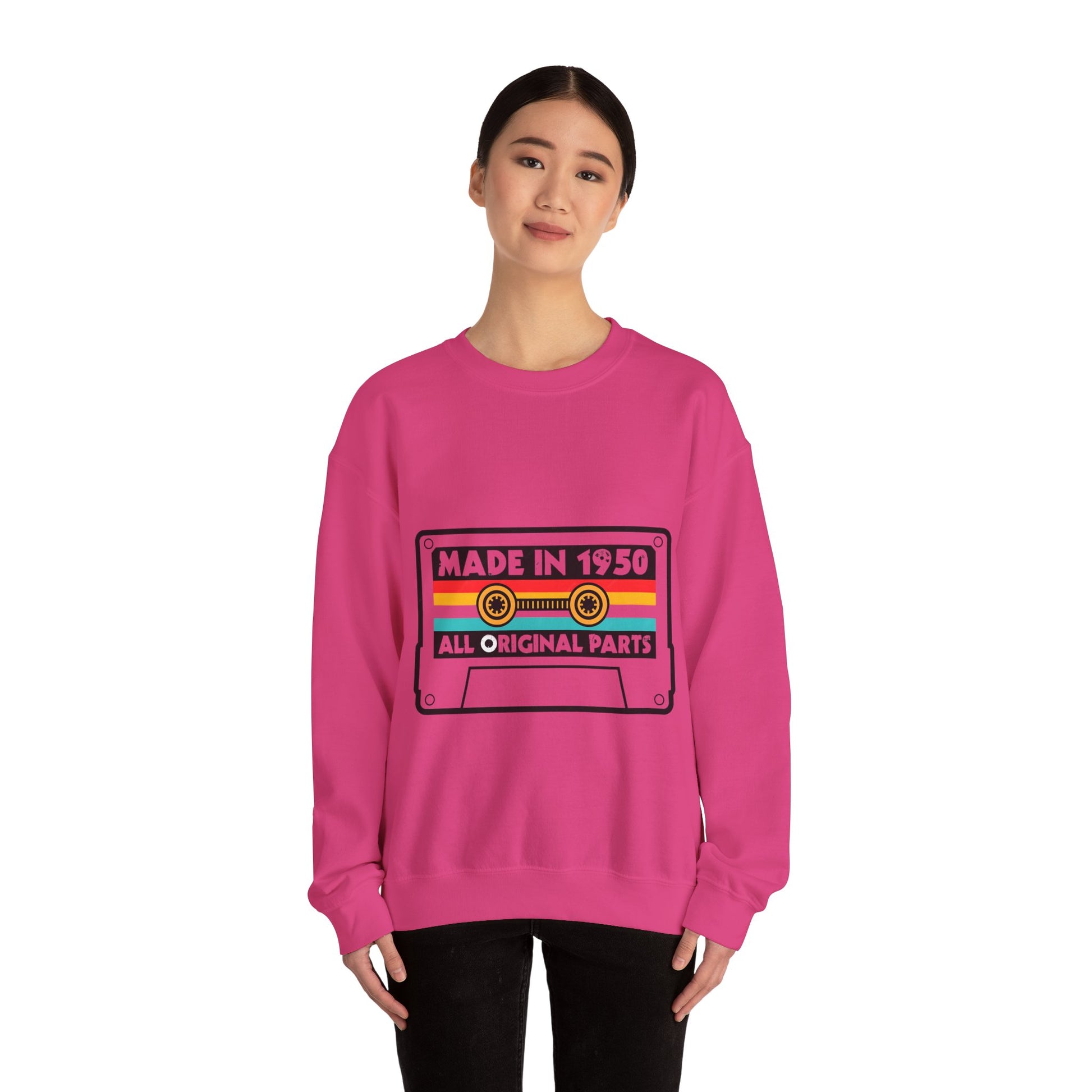 Vintage 1950s Old Tape Cassette Unisex Heavy Blend™ Crewneck Sweatshirt | Retro Graphic Sweatshirt - ArtShirt Couture