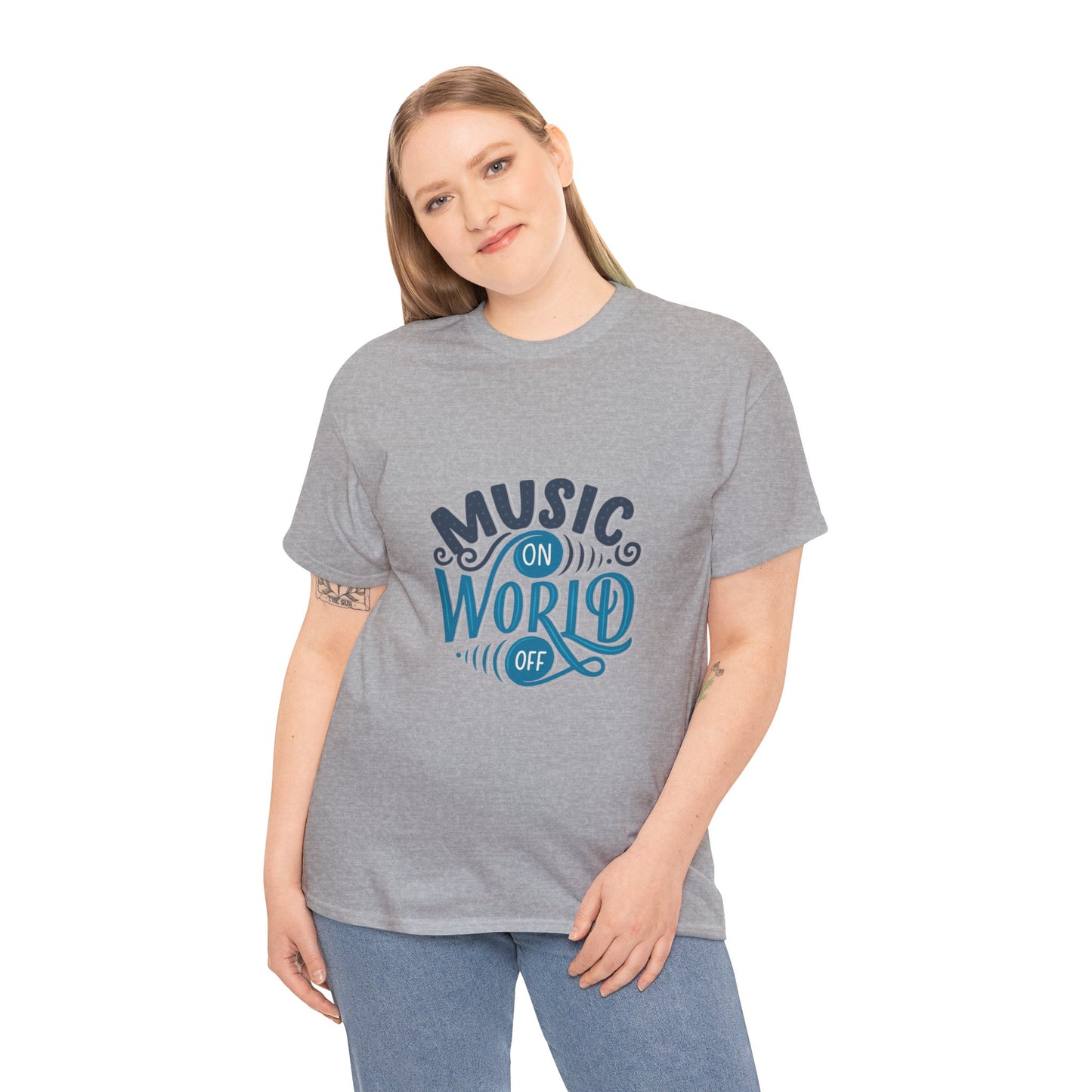 Music World Unisex Heavy Cotton Tee | Vibrant Graphic T-Shirt for Music Enthusiasts - ArtShirt Couture