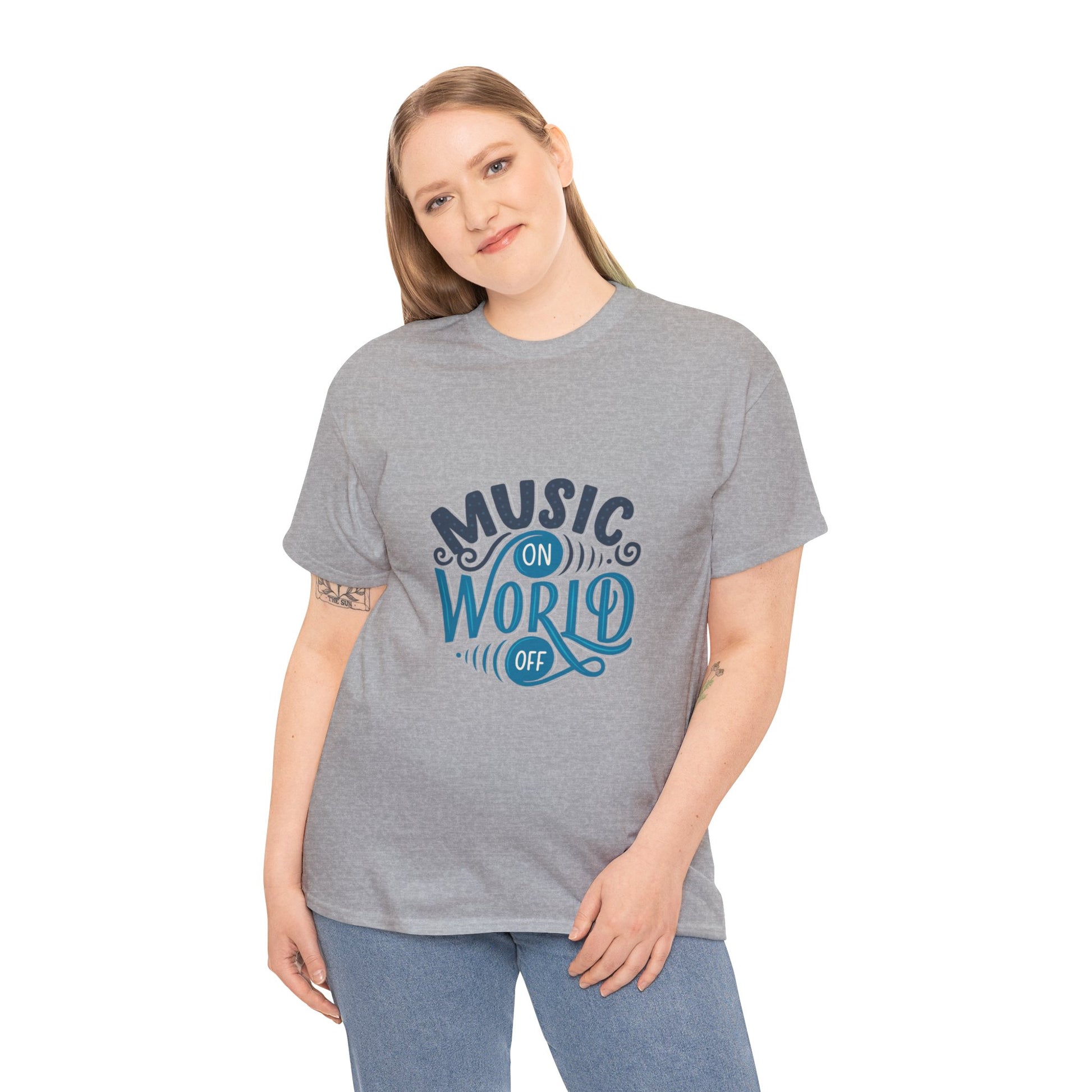 Music World Unisex Heavy Cotton Tee | Vibrant Graphic T-Shirt for Music Enthusiasts - ArtShirt Couture