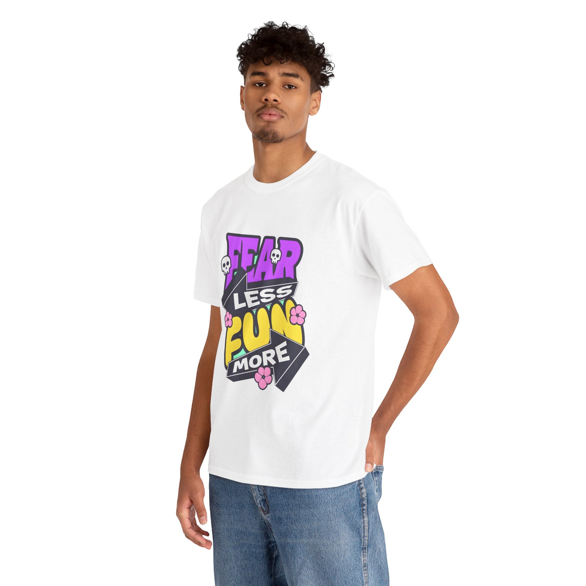 Fear Less Fun More Unisex Heavy Cotton Tee | Motivational Graphic T-Shirt - ArtShirt Couture