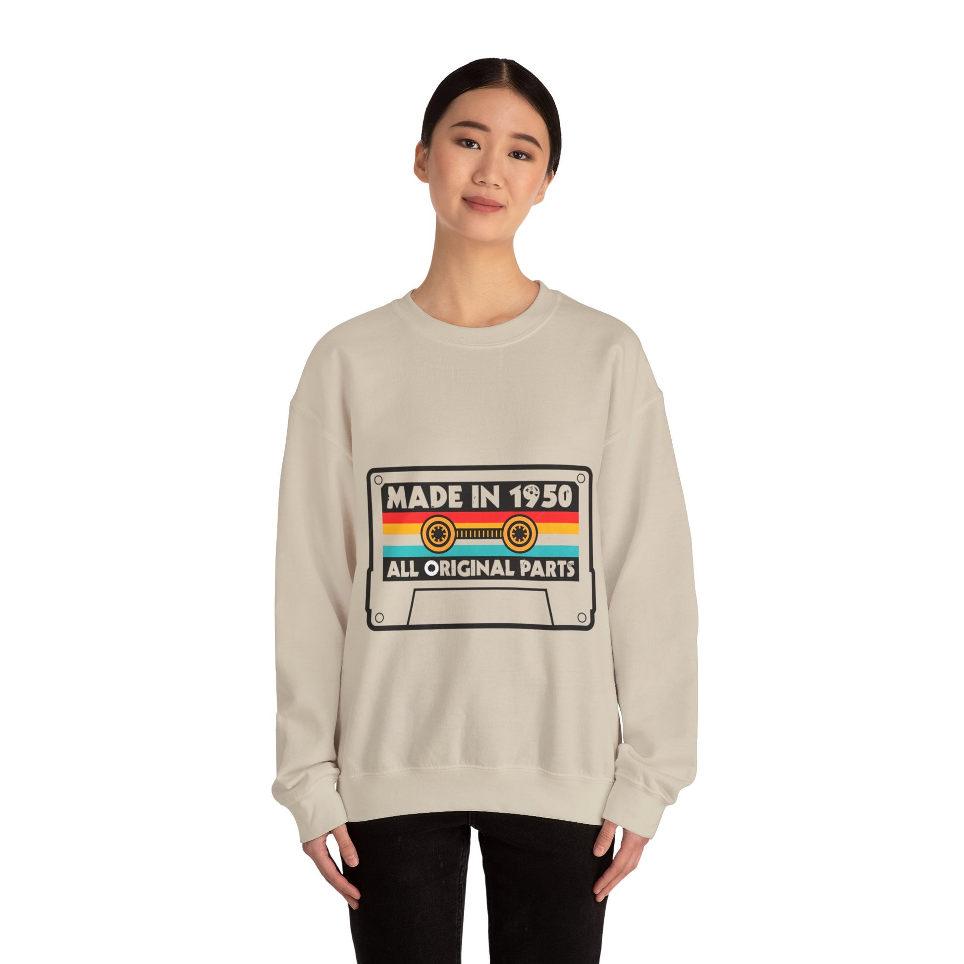 Vintage 1950s Old Tape Cassette Unisex Heavy Blend™ Crewneck Sweatshirt | Retro Graphic Sweatshirt - ArtShirt Couture