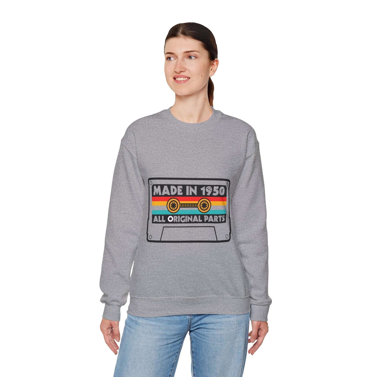 Vintage 1950s Old Tape Cassette Unisex Heavy Blend™ Crewneck Sweatshirt | Retro Graphic Sweatshirt - ArtShirt Couture