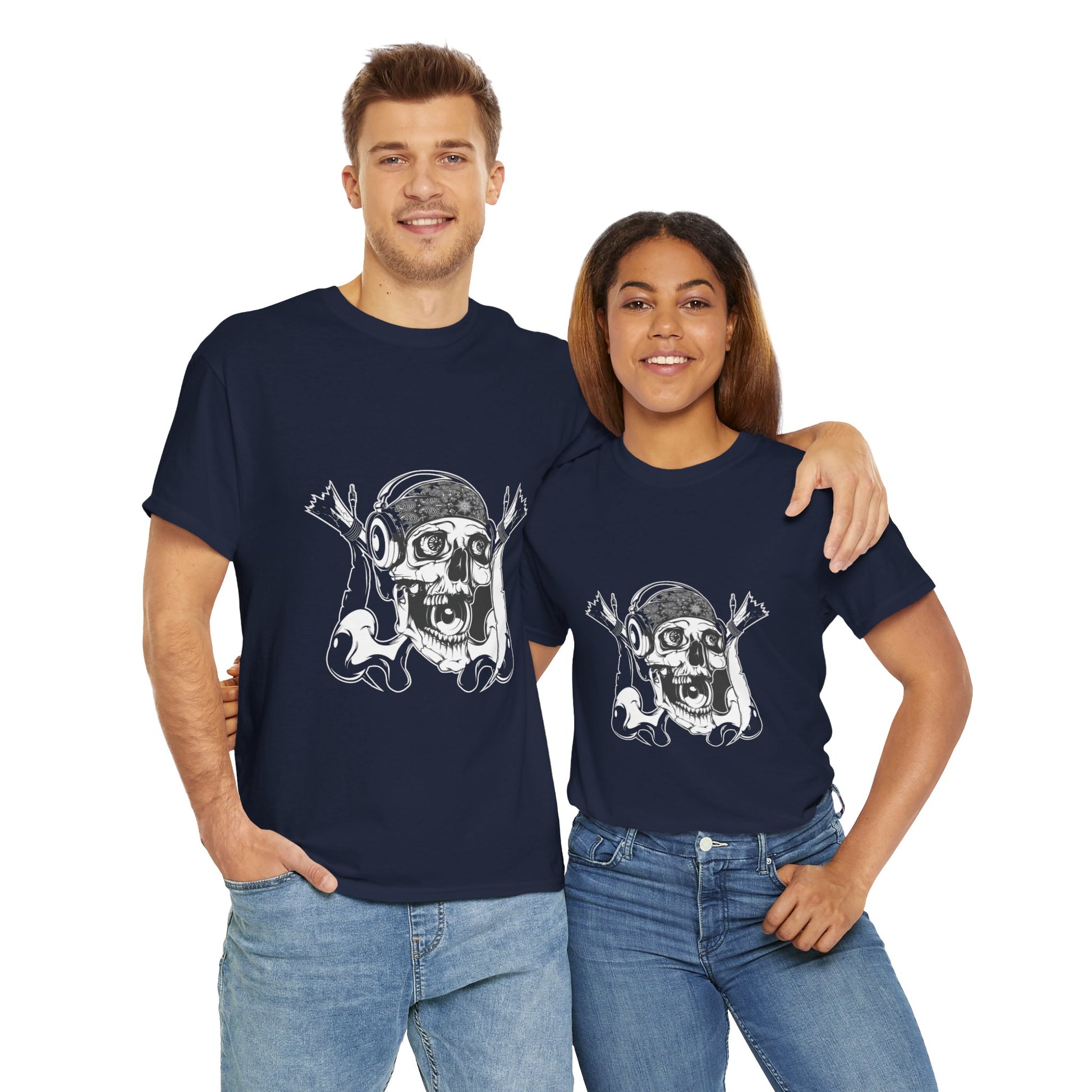 The Skeleton Unisex Heavy Cotton Tee | Spooky Graphic T-Shirt for Halloween and Skull Enthusiasts - ArtShirt Couture