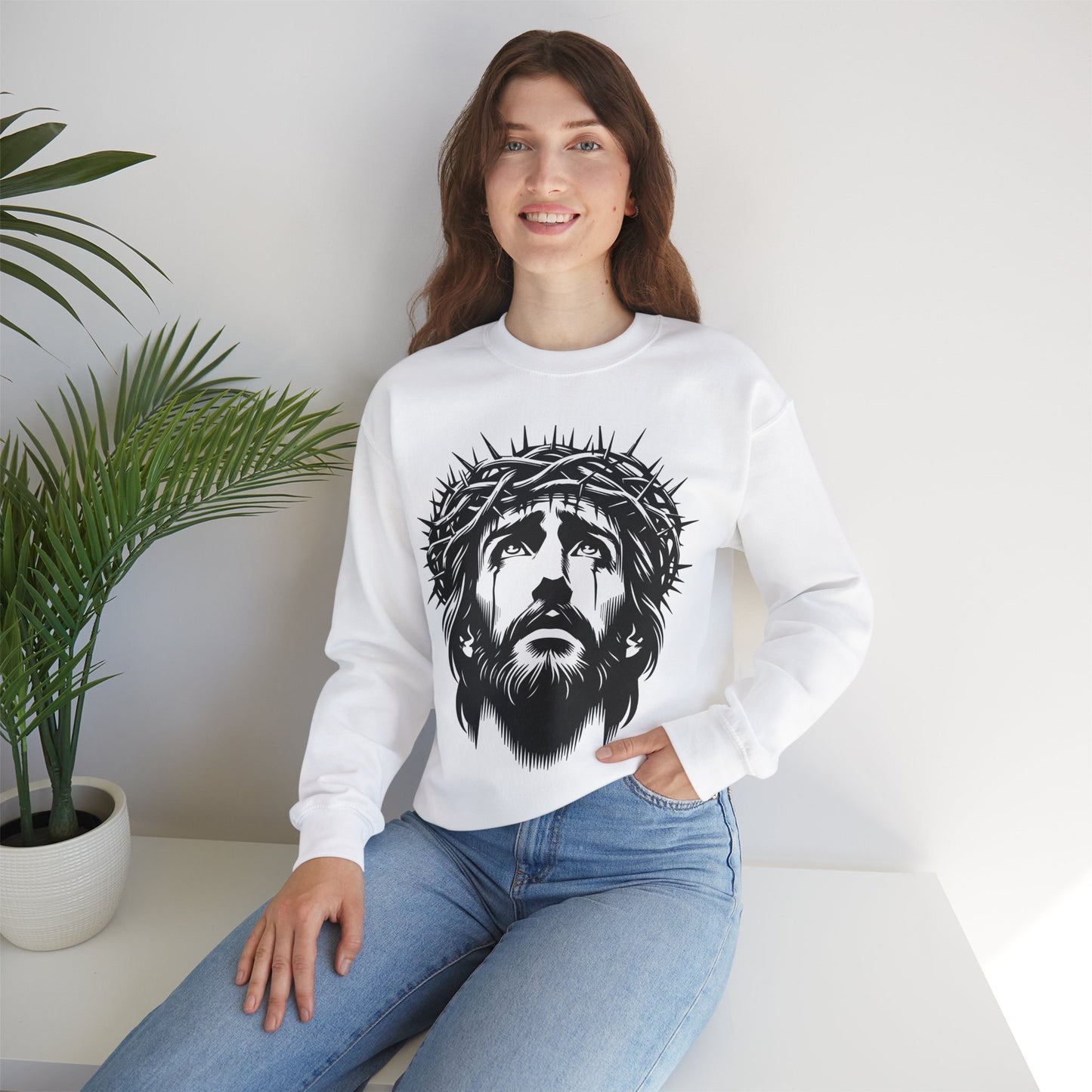 Jesus Christ Unisex Heavy Blend™ Crewneck Sweatshirt | Religious Graphic Sweatshirt - ArtShirt Couture