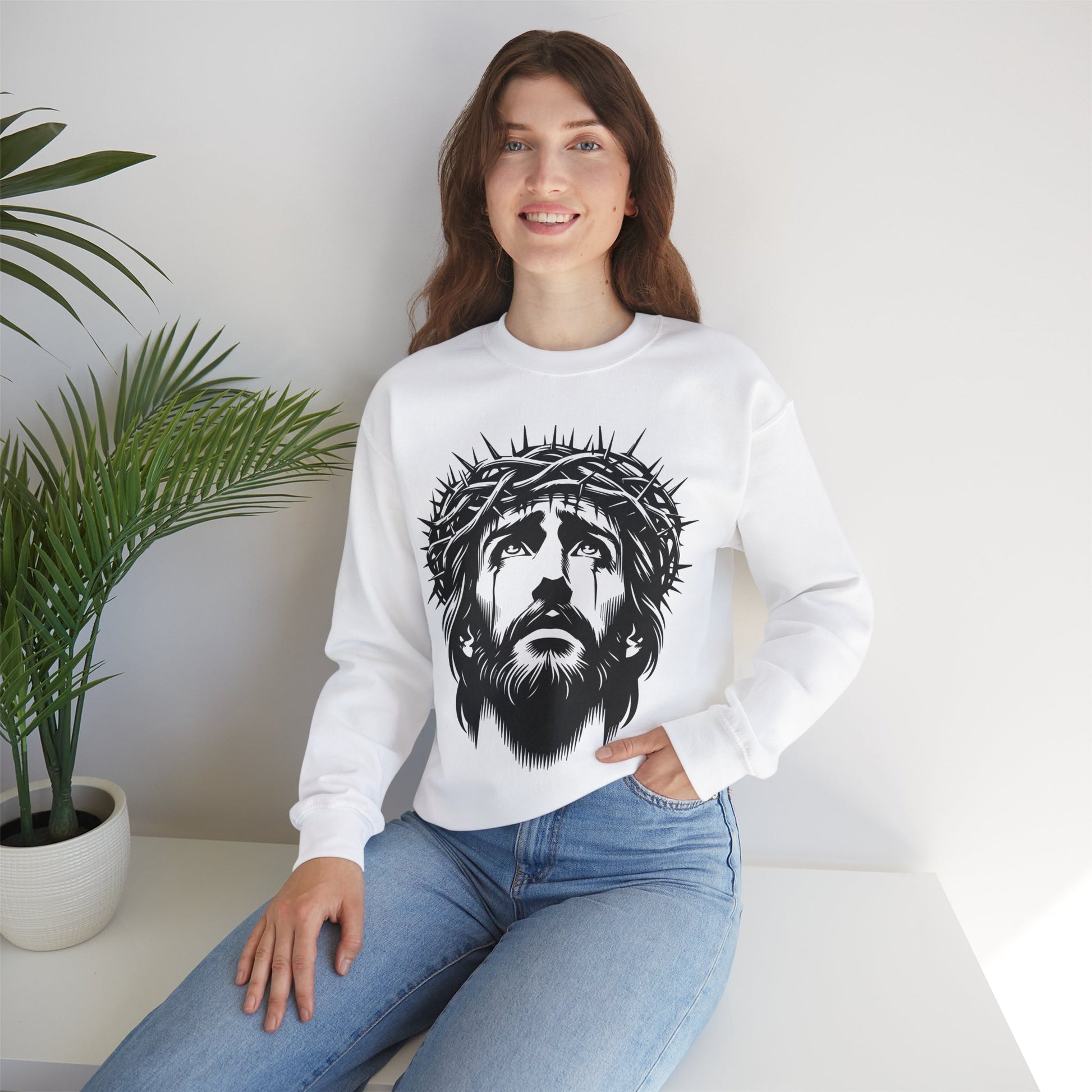 Jesus Christ Unisex Heavy Blend™ Crewneck Sweatshirt | Religious Graphic Sweatshirt - ArtShirt Couture