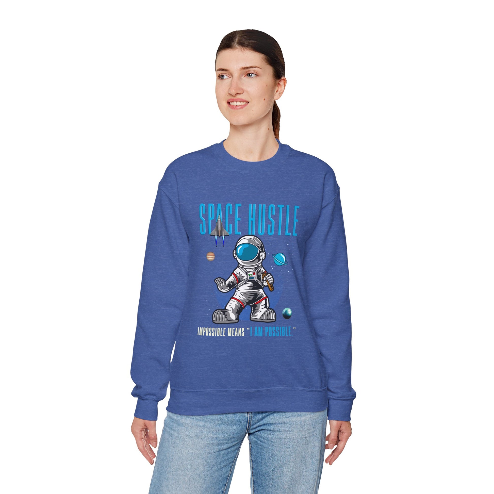 Skateboard Space Hustle Unisex Heavy Blend™ Sweatshirt | Trendy Graphic Sweatshirt for Skateboarding Enthusiasts - ArtShirt Couture