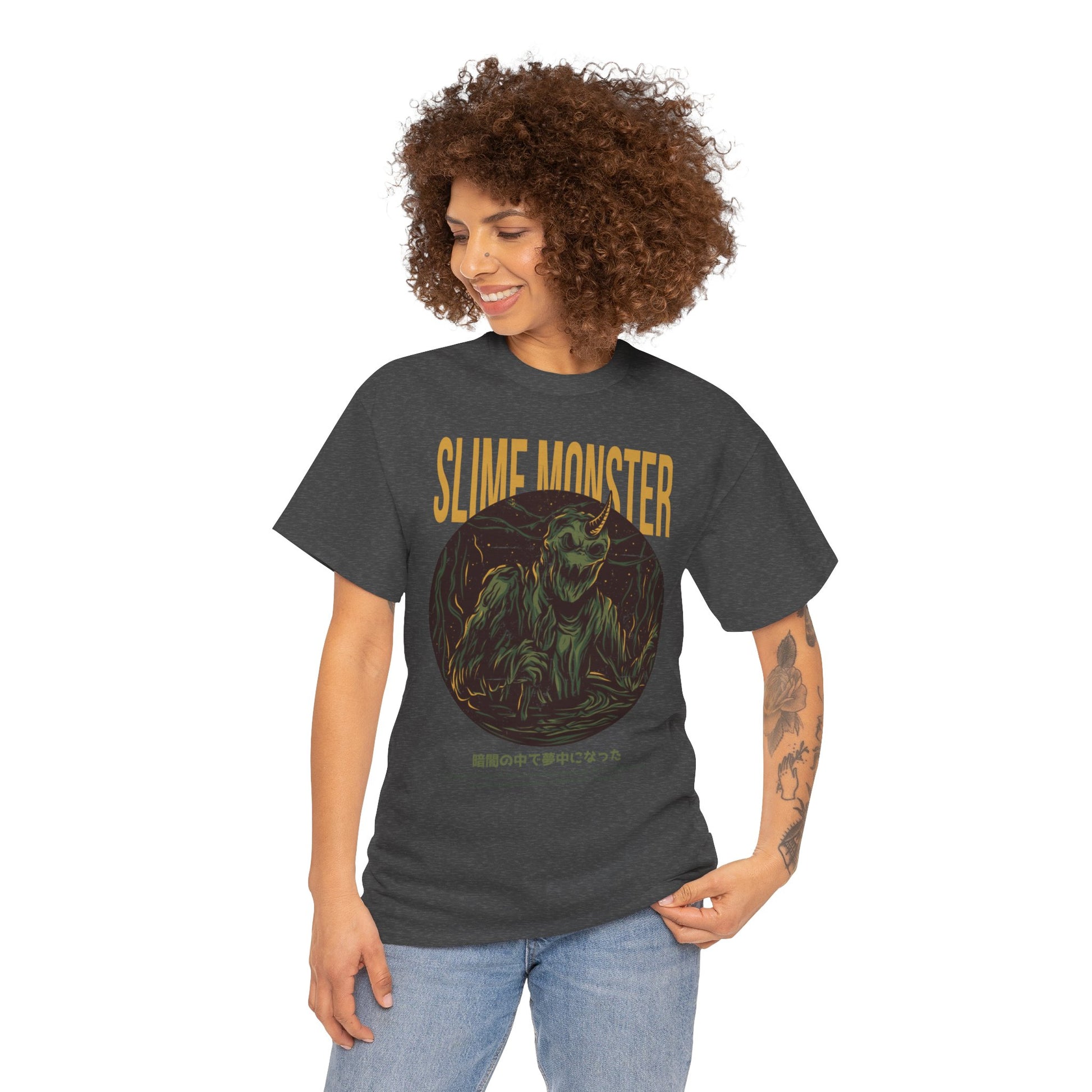 Slime Monster Unisex Heavy Cotton Tee | Fun Graphic T-Shirt for Kids and Monster Lovers - ArtShirt Couture