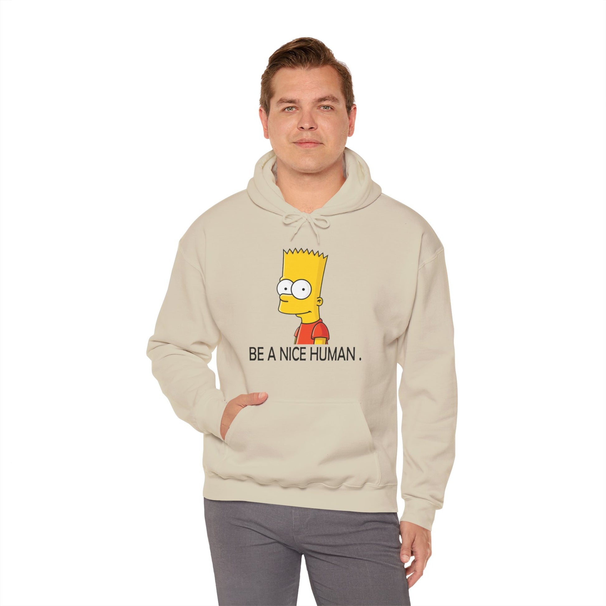 Bart Simspon its nice to be human Unisex Heavy Blend™ Hoodie - ArtShirt Couture