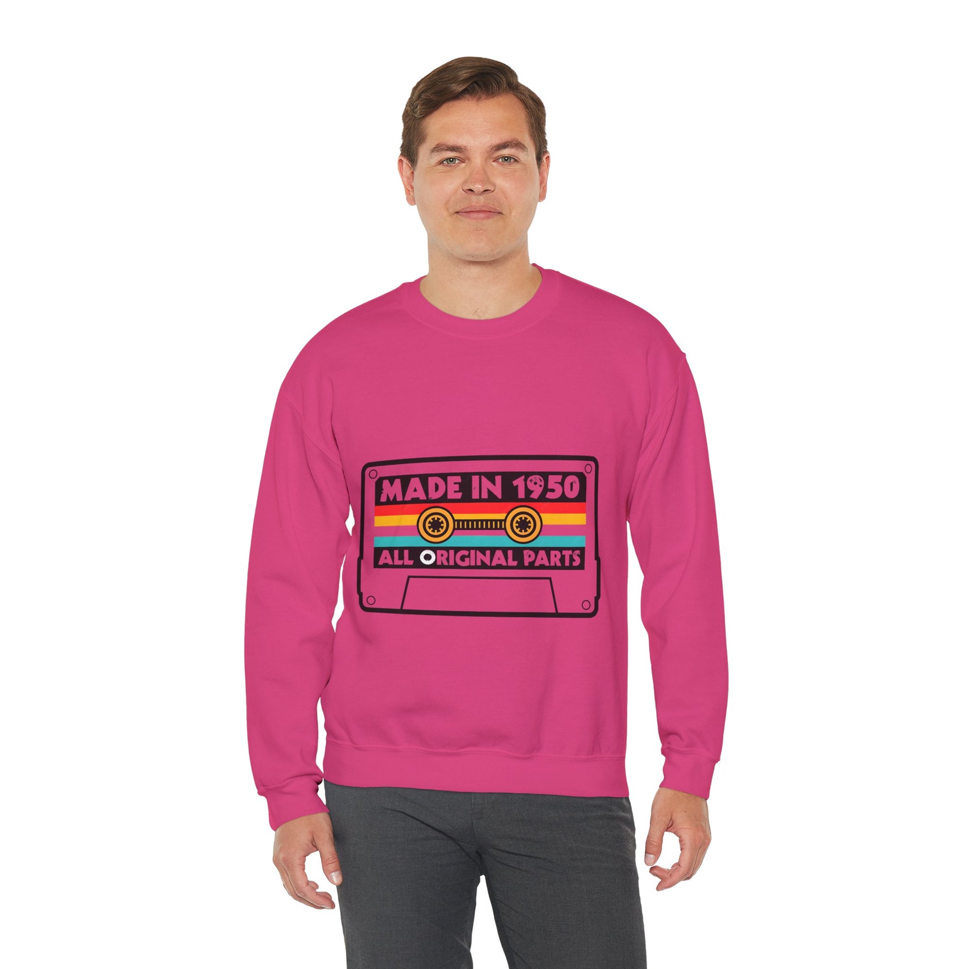 Vintage 1950s Old Tape Cassette Unisex Heavy Blend™ Crewneck Sweatshirt | Retro Graphic Sweatshirt - ArtShirt Couture