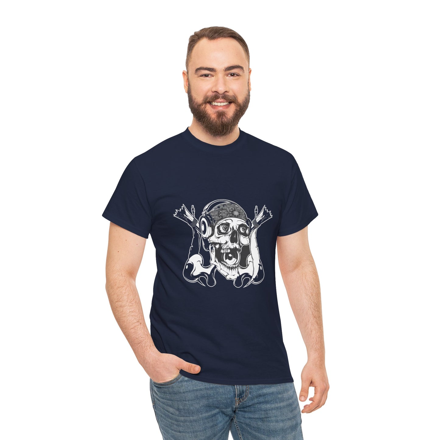 The Skeleton Unisex Heavy Cotton Tee | Spooky Graphic T-Shirt for Halloween and Skull Enthusiasts - ArtShirt Couture