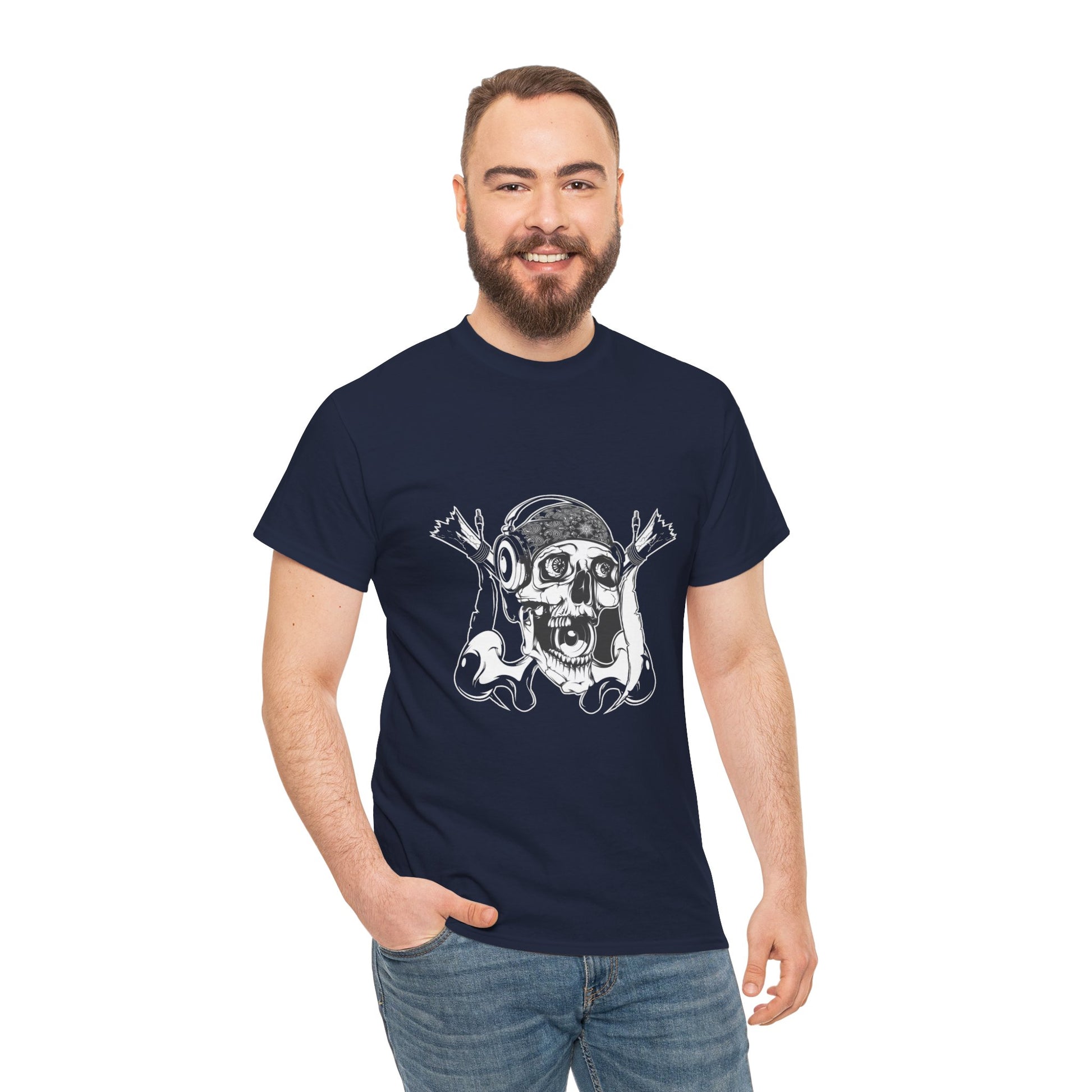 The Skeleton Unisex Heavy Cotton Tee | Spooky Graphic T-Shirt for Halloween and Skull Enthusiasts - ArtShirt Couture