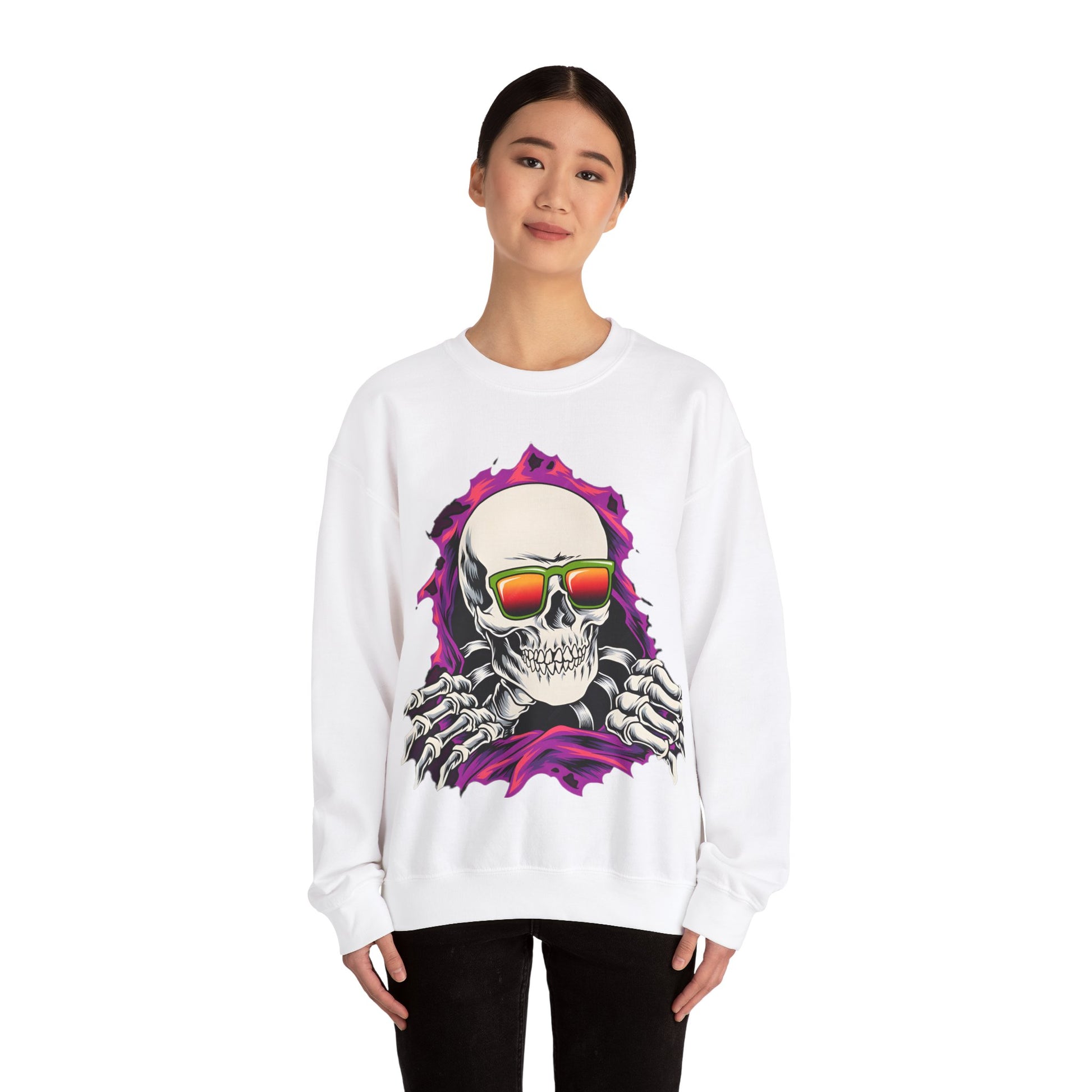 The Cool Skeleton Unisex Heavy Blend™ Crewneck Sweatshirt | Fun Graphic Sweatshirt for Halloween and Skull Lovers - ArtShirt Couture