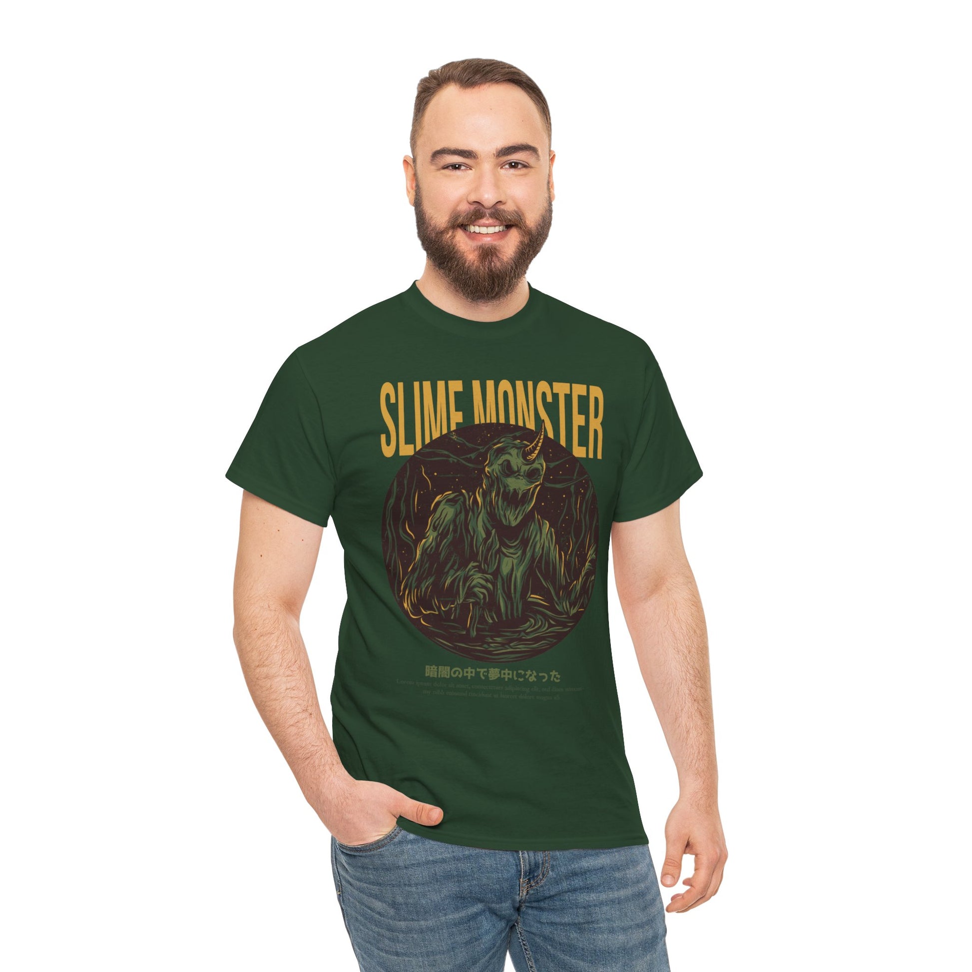 Slime Monster Unisex Heavy Cotton Tee | Fun Graphic T-Shirt for Kids and Monster Lovers - ArtShirt Couture
