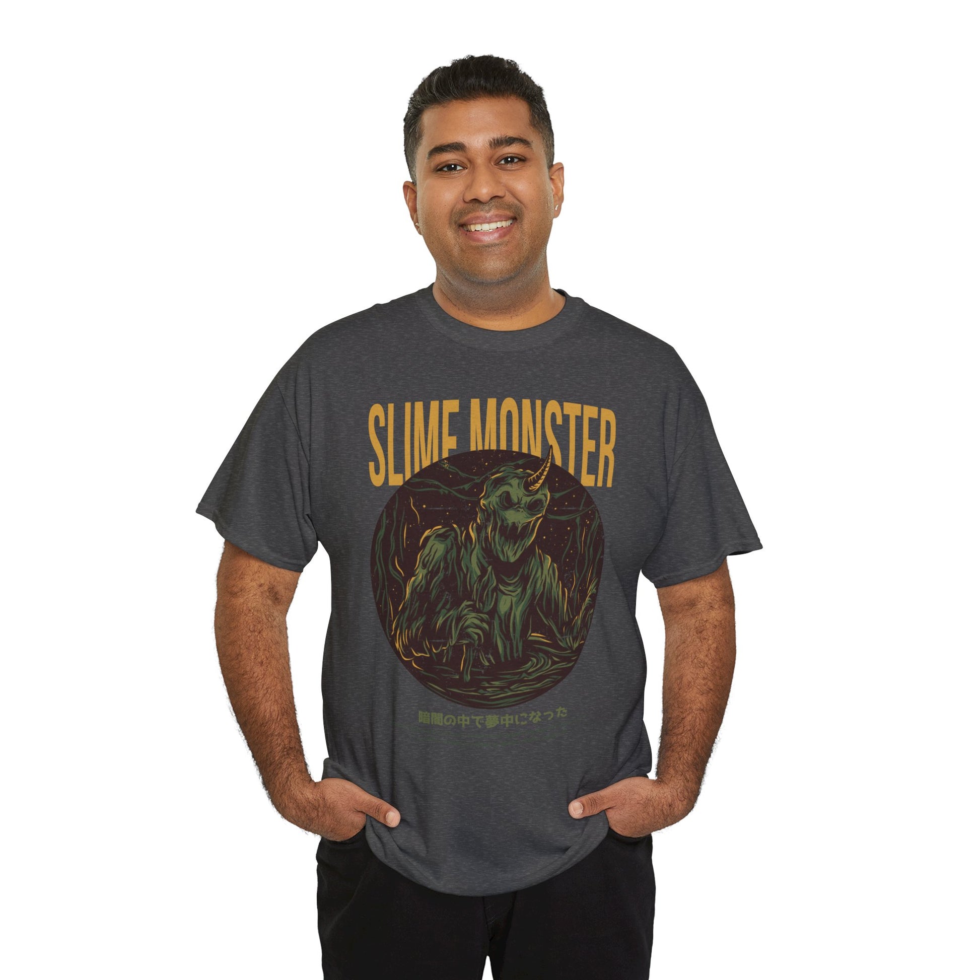 Slime Monster Unisex Heavy Cotton Tee | Fun Graphic T-Shirt for Kids and Monster Lovers - ArtShirt Couture