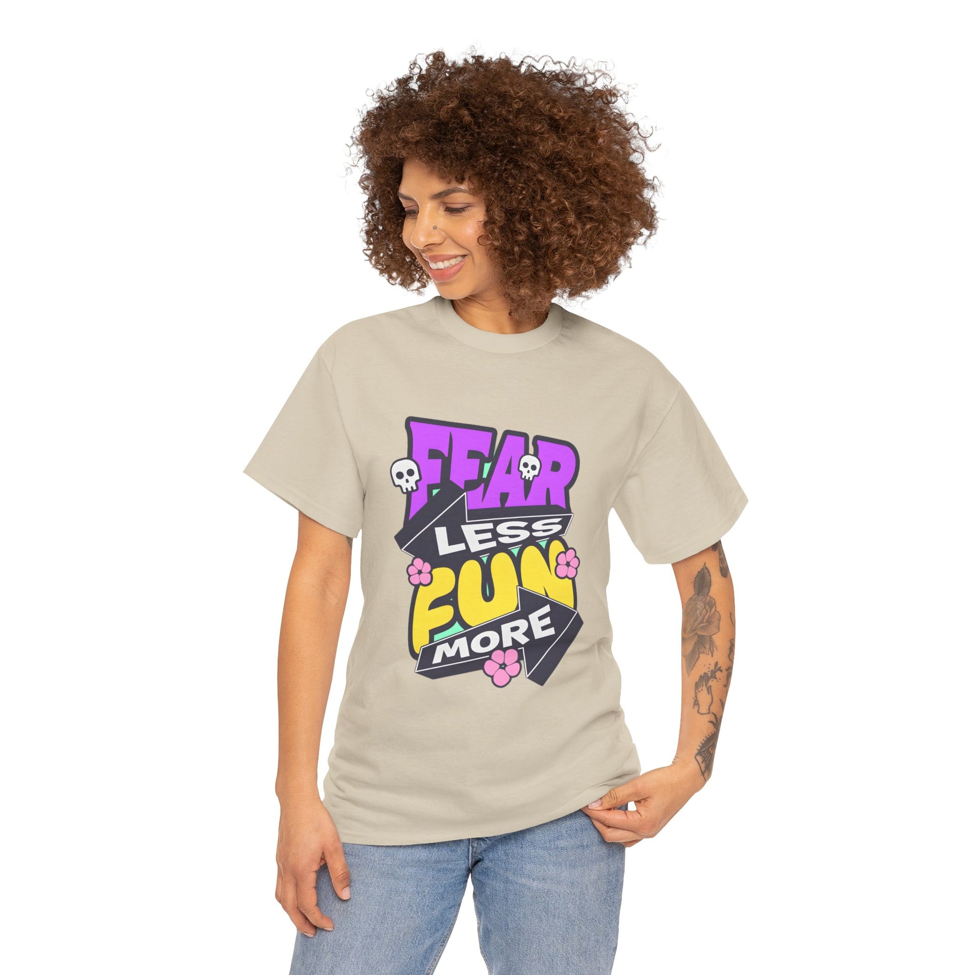 Fear Less Fun More Unisex Heavy Cotton Tee | Motivational Graphic T-Shirt - ArtShirt Couture