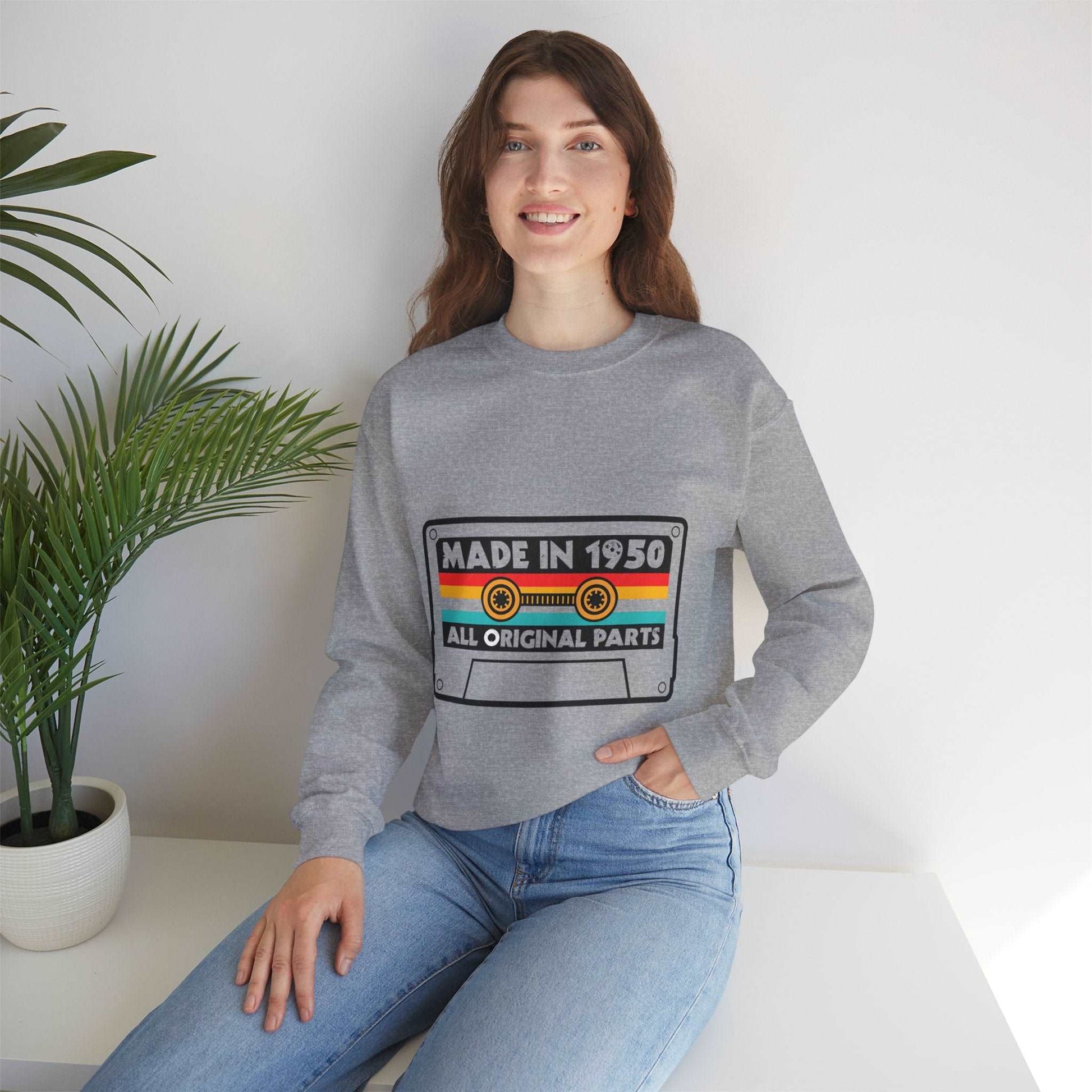 Vintage 1950s Old Tape Cassette Unisex Heavy Blend™ Crewneck Sweatshirt | Retro Graphic Sweatshirt - ArtShirt Couture