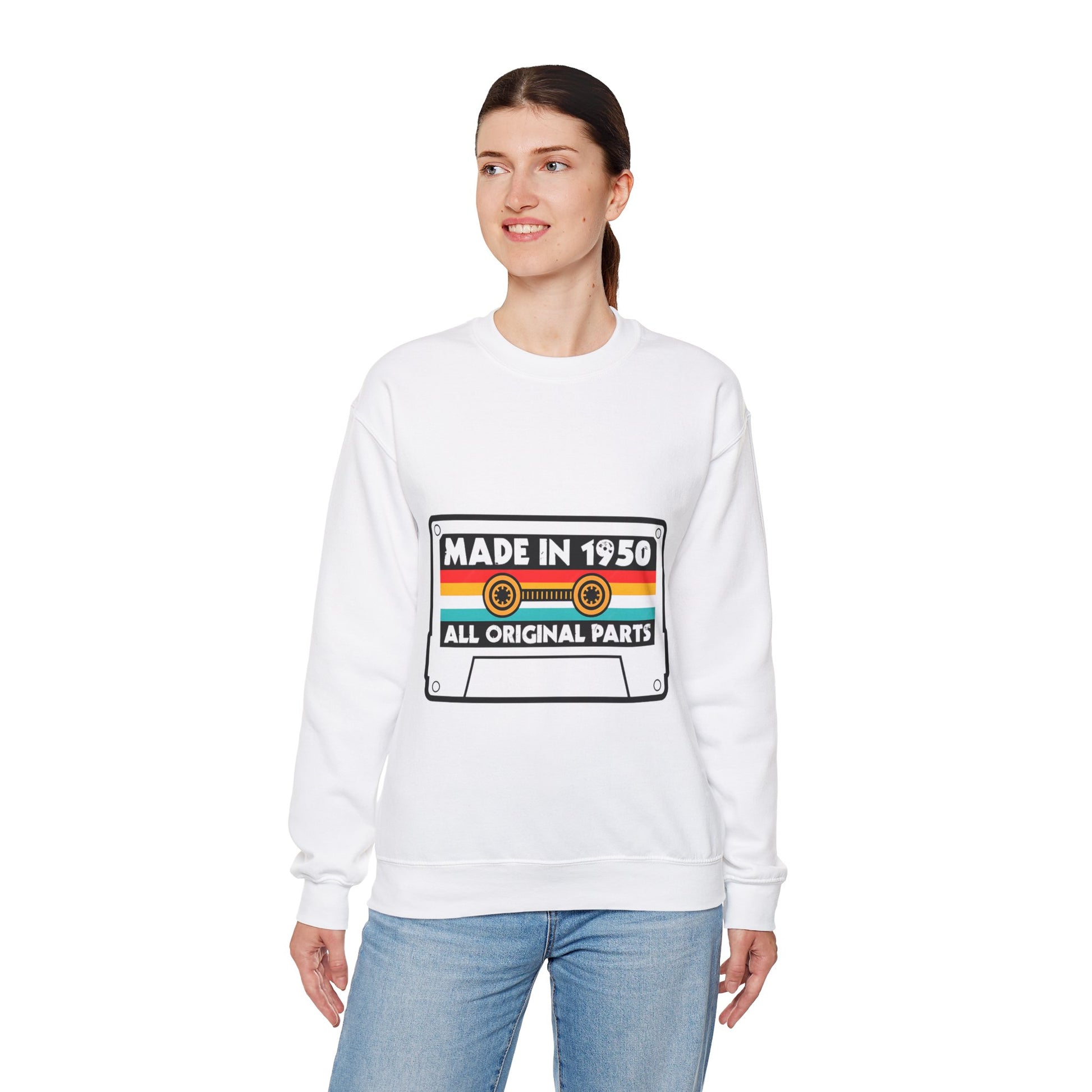 Vintage 1950s Old Tape Cassette Unisex Heavy Blend™ Crewneck Sweatshirt | Retro Graphic Sweatshirt - ArtShirt Couture