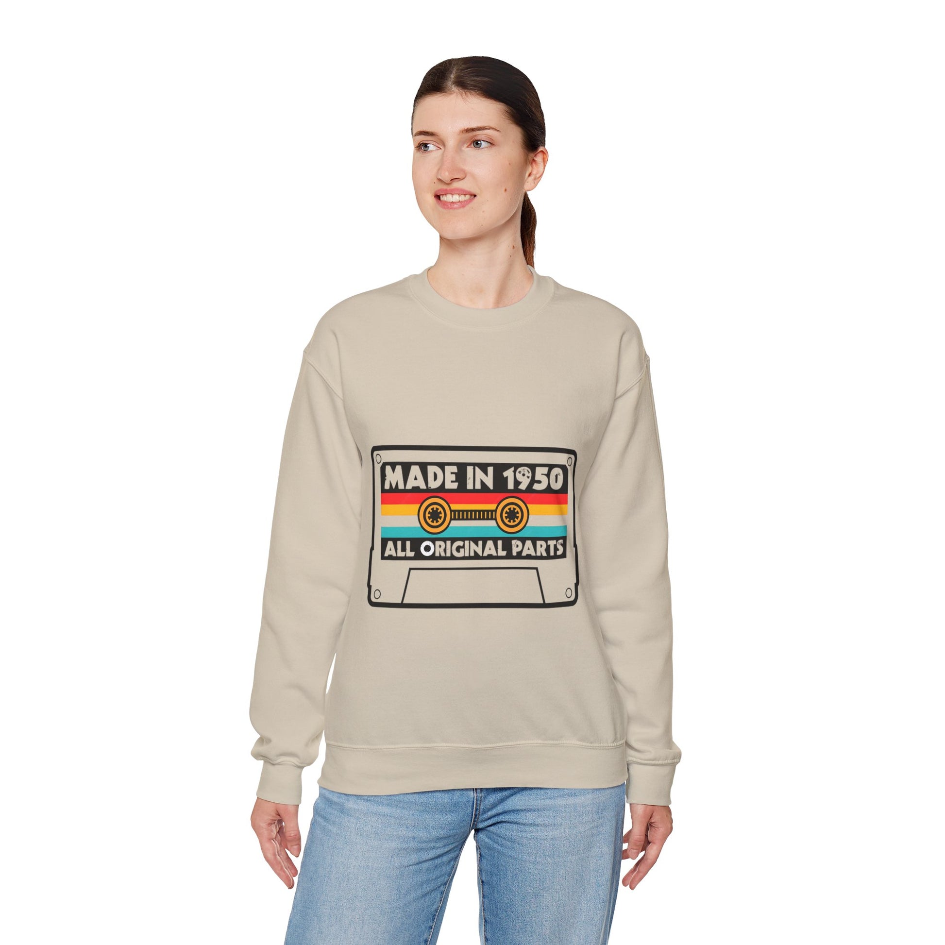 Vintage 1950s Old Tape Cassette Unisex Heavy Blend™ Crewneck Sweatshirt | Retro Graphic Sweatshirt - ArtShirt Couture