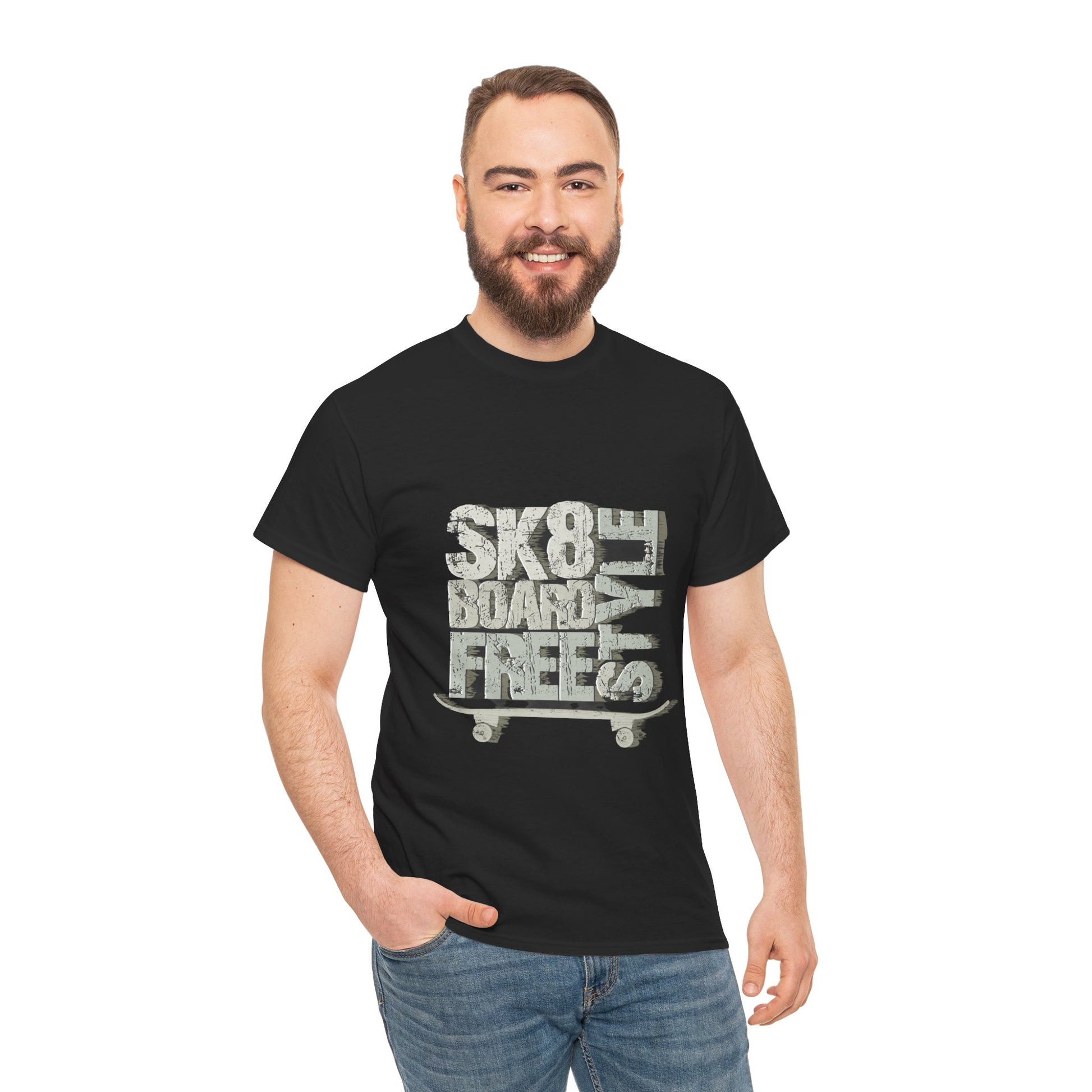 Skateboard Unisex Heavy Cotton Tee | Stylish Graphic T-Shirt for Skateboarding Fans - ArtShirt Couture