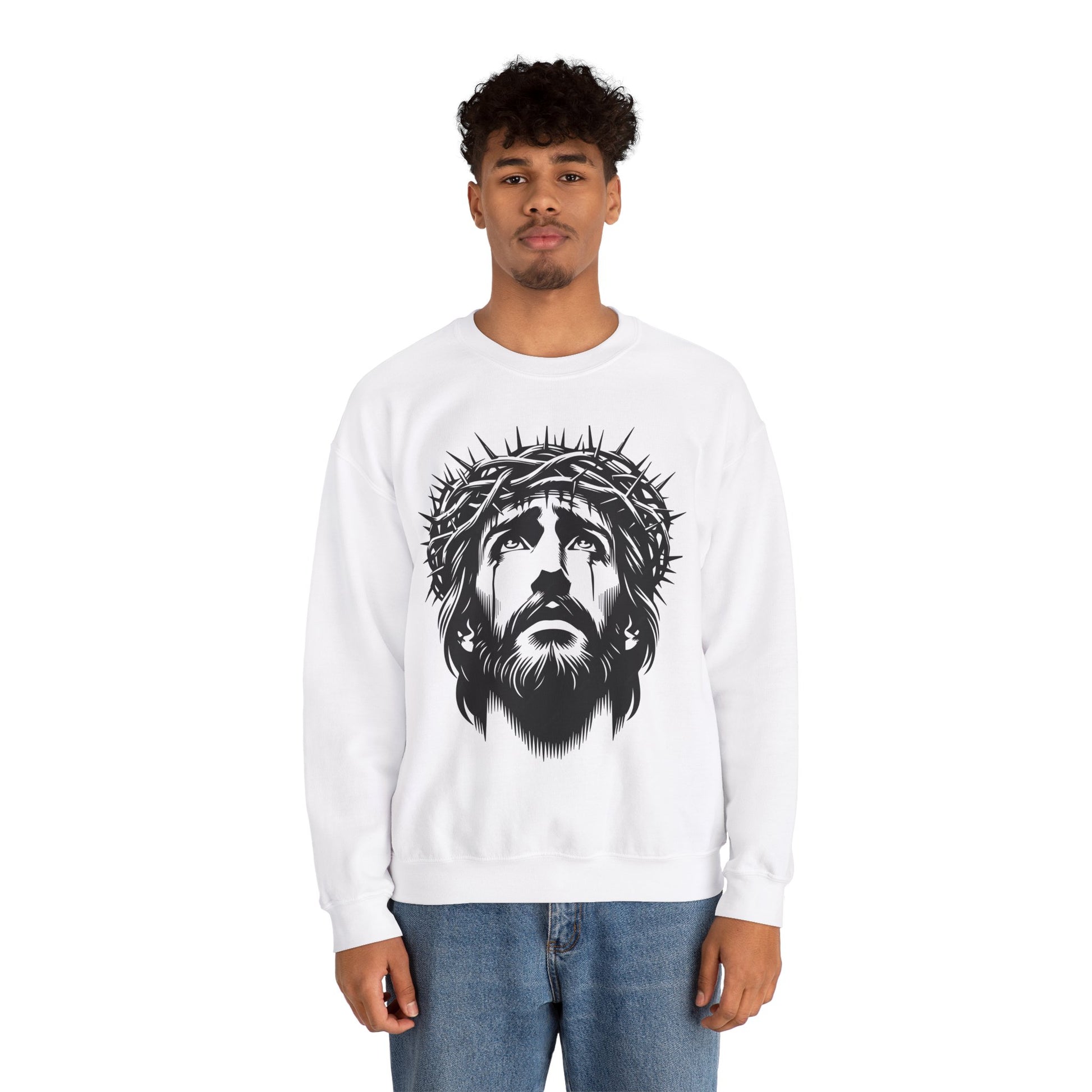Jesus Christ Unisex Heavy Blend™ Crewneck Sweatshirt | Religious Graphic Sweatshirt - ArtShirt Couture