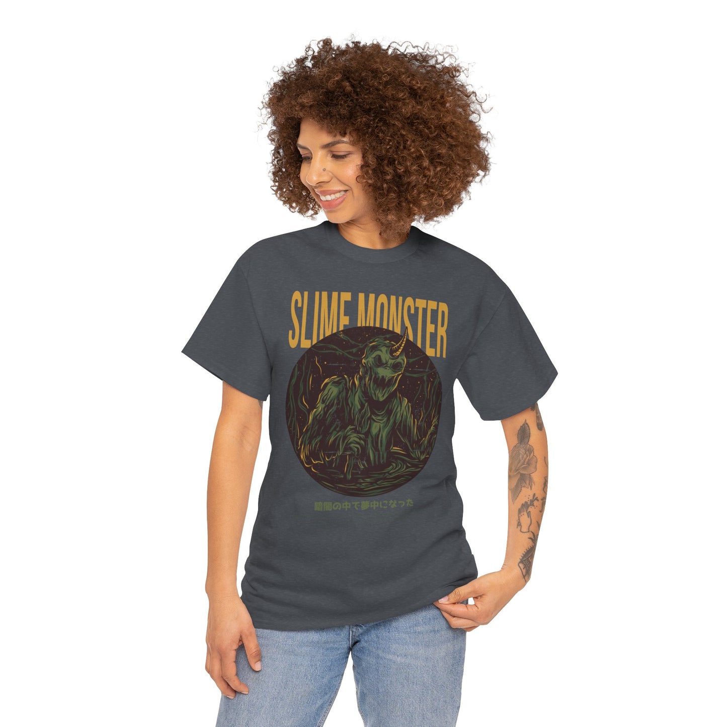 Slime Monster Unisex Heavy Cotton Tee | Fun Graphic T-Shirt for Kids and Monster Lovers - ArtShirt Couture