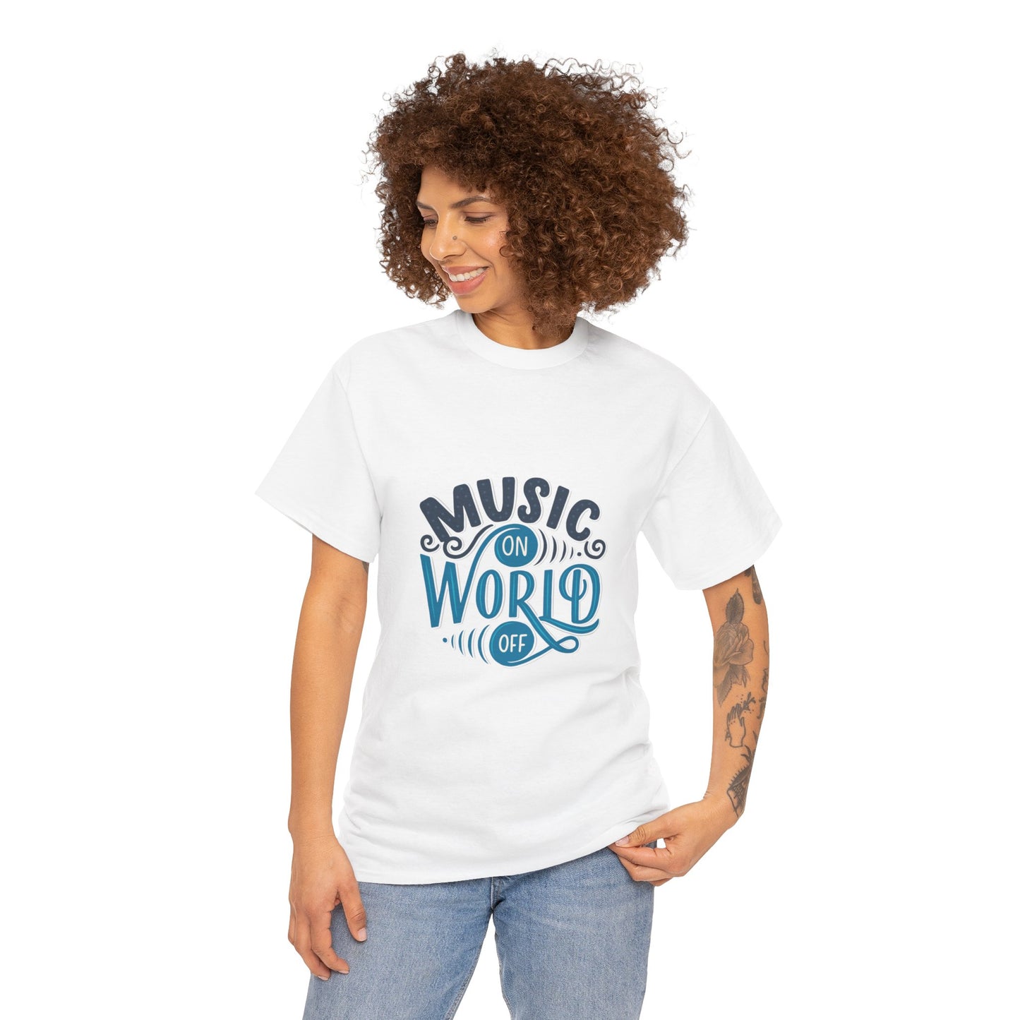 Music World Unisex Heavy Cotton Tee | Vibrant Graphic T-Shirt for Music Enthusiasts - ArtShirt Couture