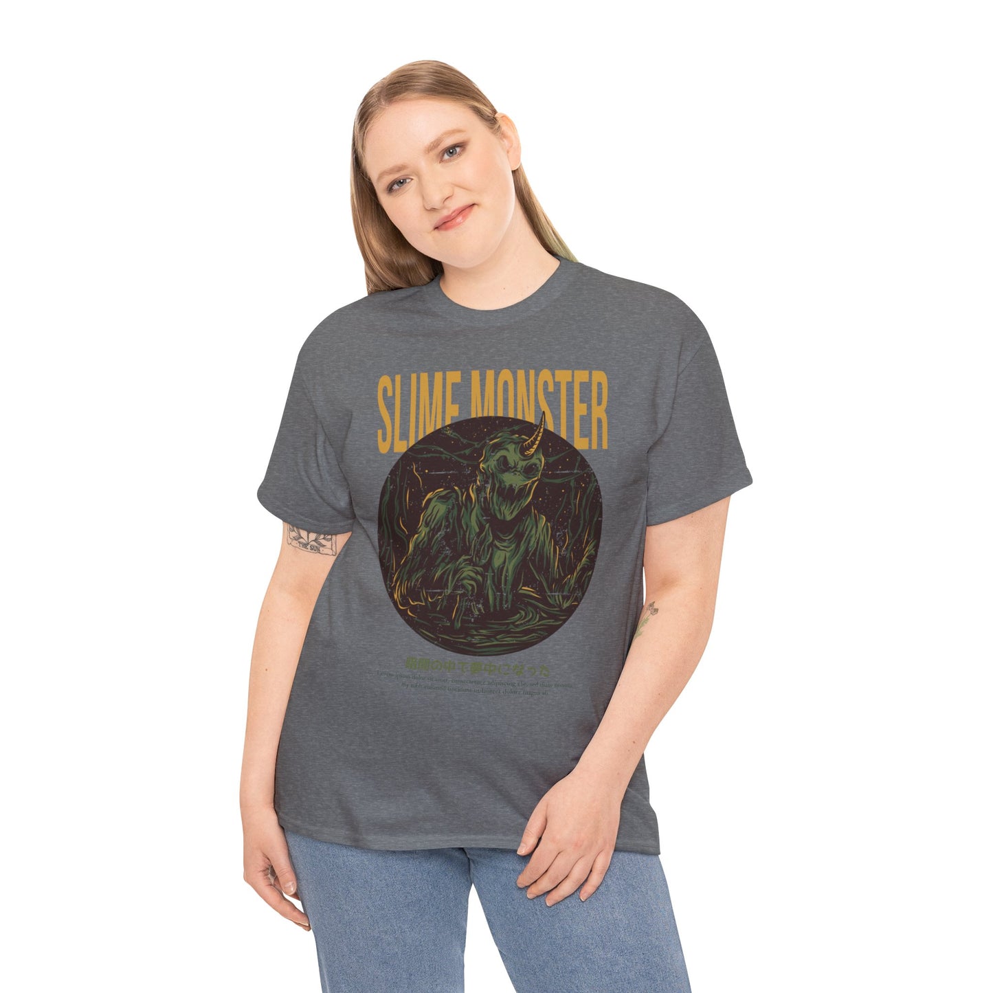 Slime Monster Unisex Heavy Cotton Tee | Fun Graphic T-Shirt for Kids and Monster Lovers - ArtShirt Couture