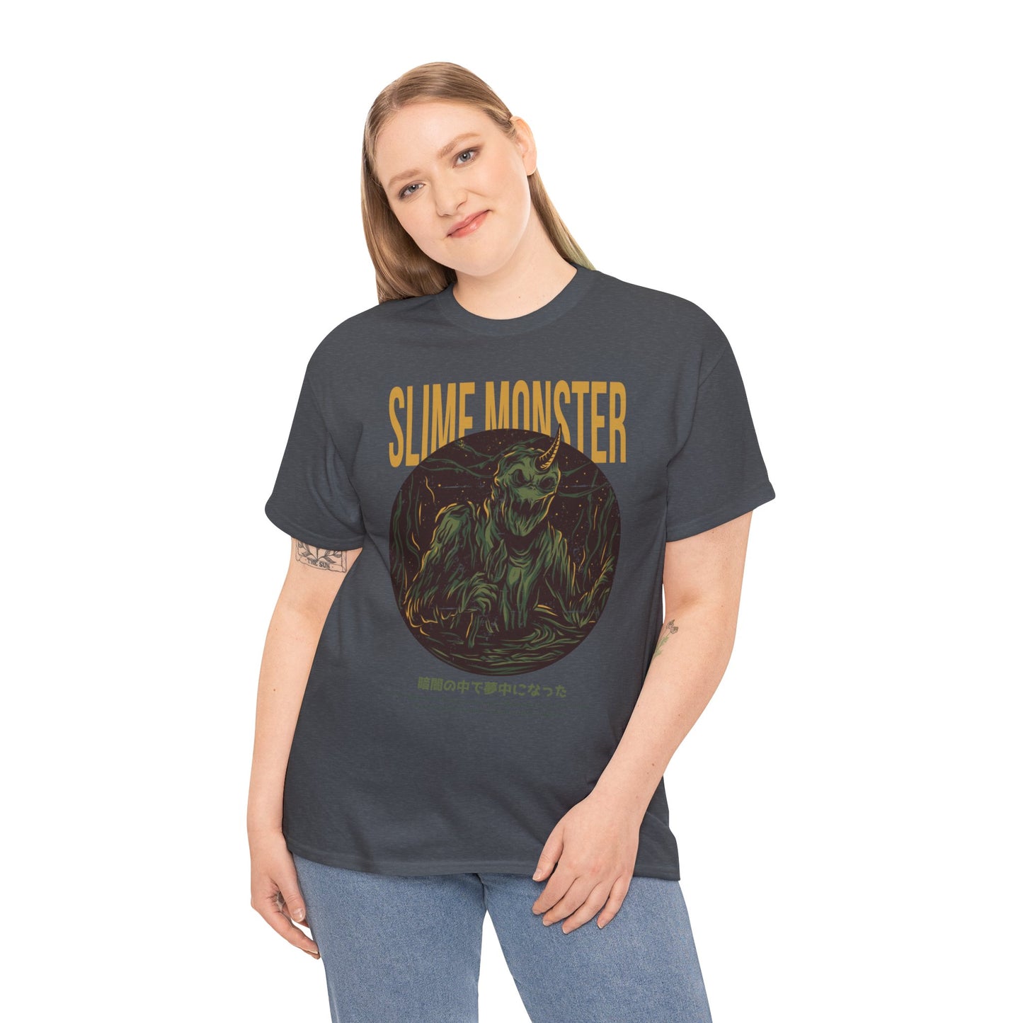 Slime Monster Unisex Heavy Cotton Tee | Fun Graphic T-Shirt for Kids and Monster Lovers - ArtShirt Couture