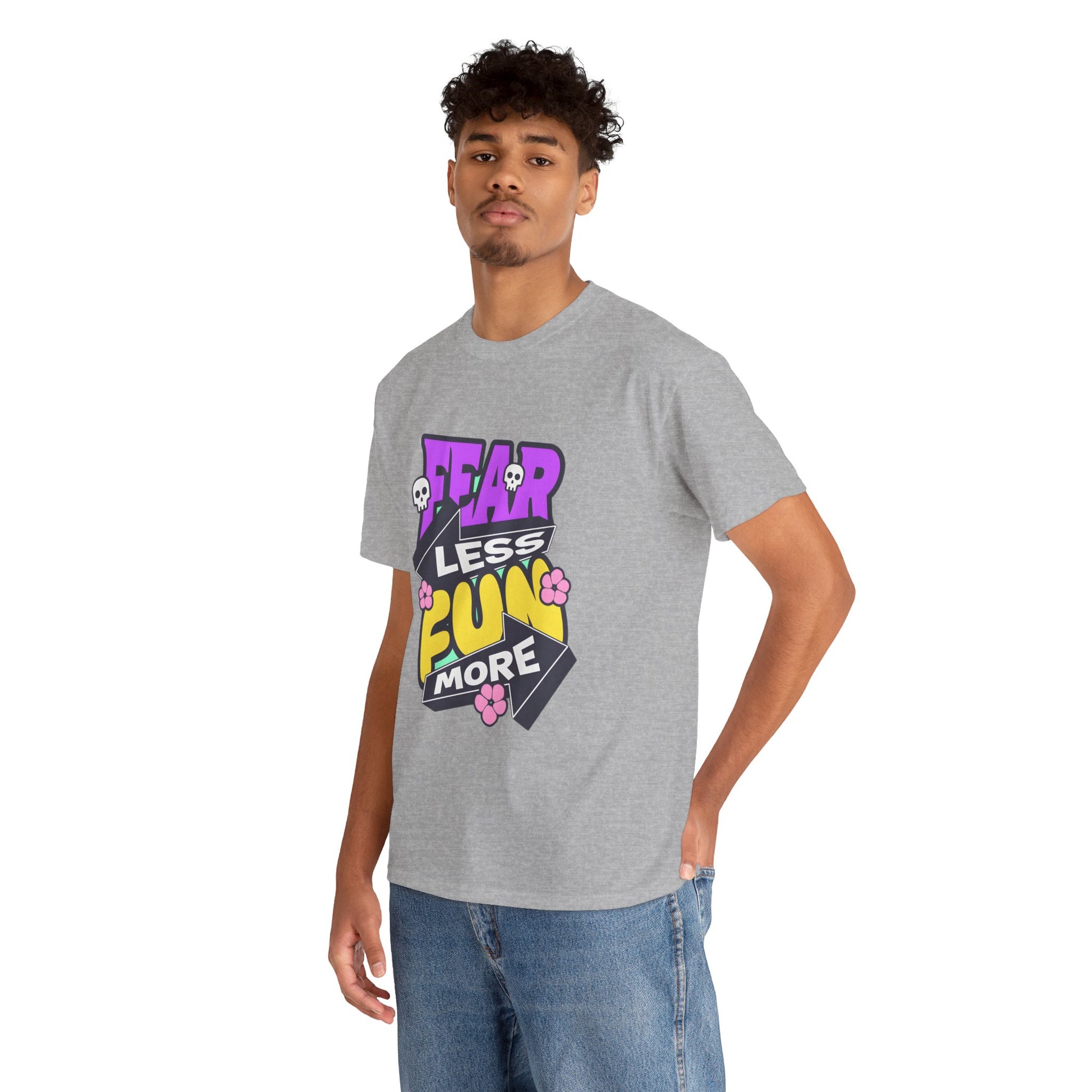 Fear Less Fun More Unisex Heavy Cotton Tee | Motivational Graphic T-Shirt - ArtShirt Couture