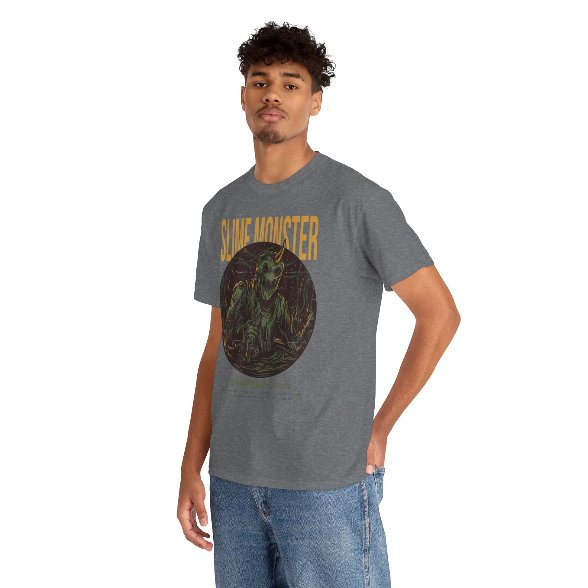 Slime Monster Unisex Heavy Cotton Tee | Fun Graphic T-Shirt for Kids and Monster Lovers - ArtShirt Couture