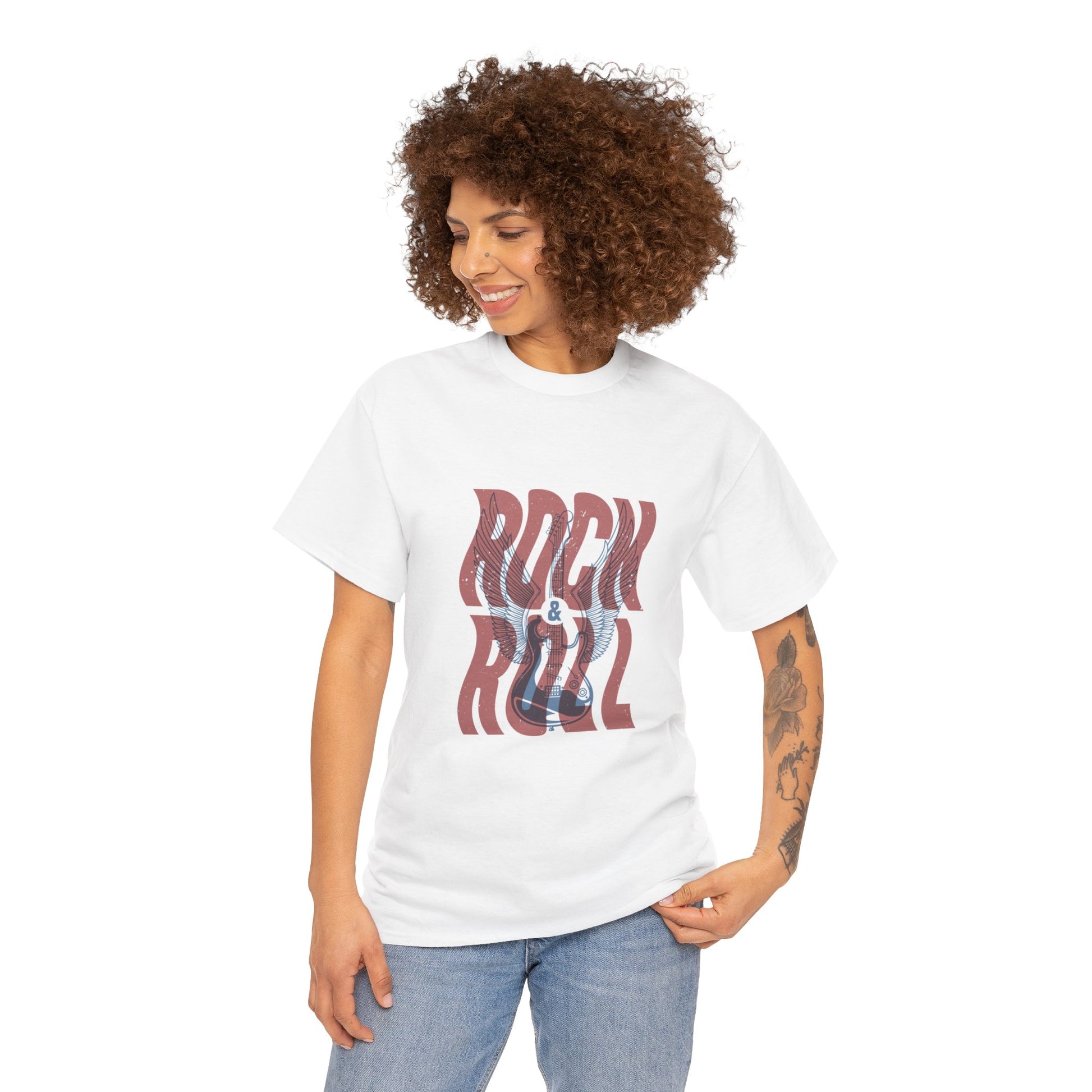 Rock 'N' Roll Unisex Heavy Cotton Tee | Classic Graphic T-Shirt for Music Lovers - ArtShirt Couture